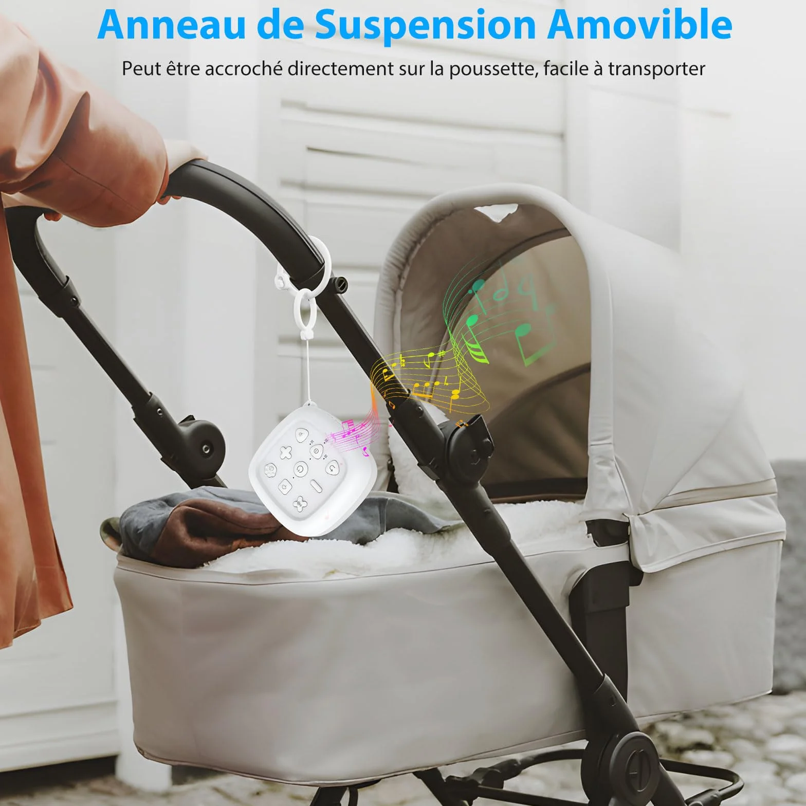 eSynic Mini Veilleuse Bruit Blanc Machine à Sommeil Portable pour Bébé, 30 Sons et 7 Couleurs