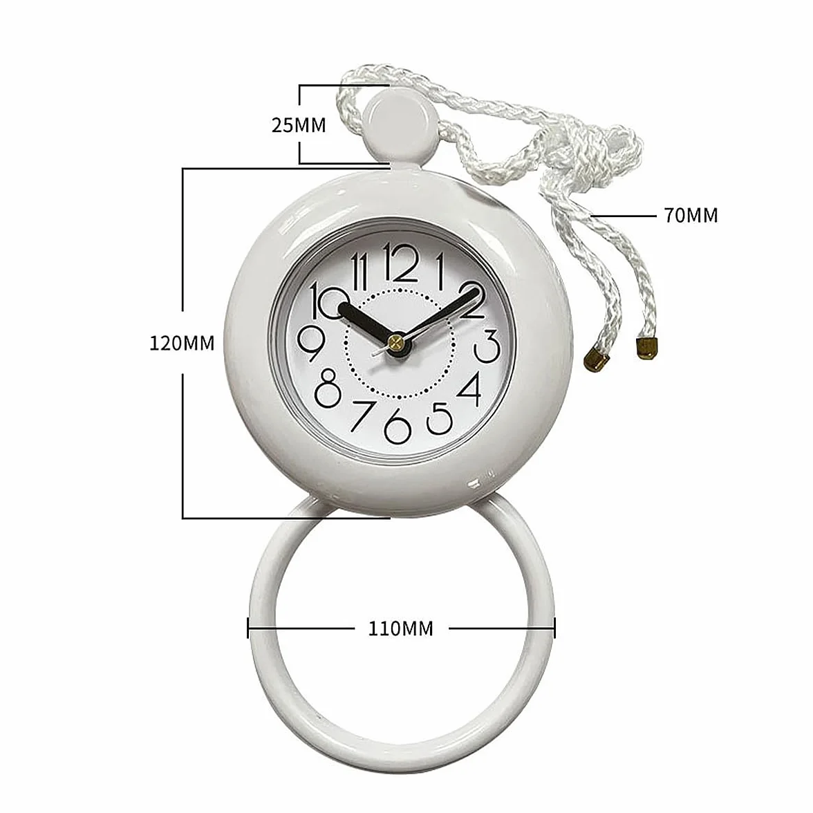 POFET Horloge de Salle de Bain étanche avec Serviette Suspendue Horloge de Douche (Blanc)
