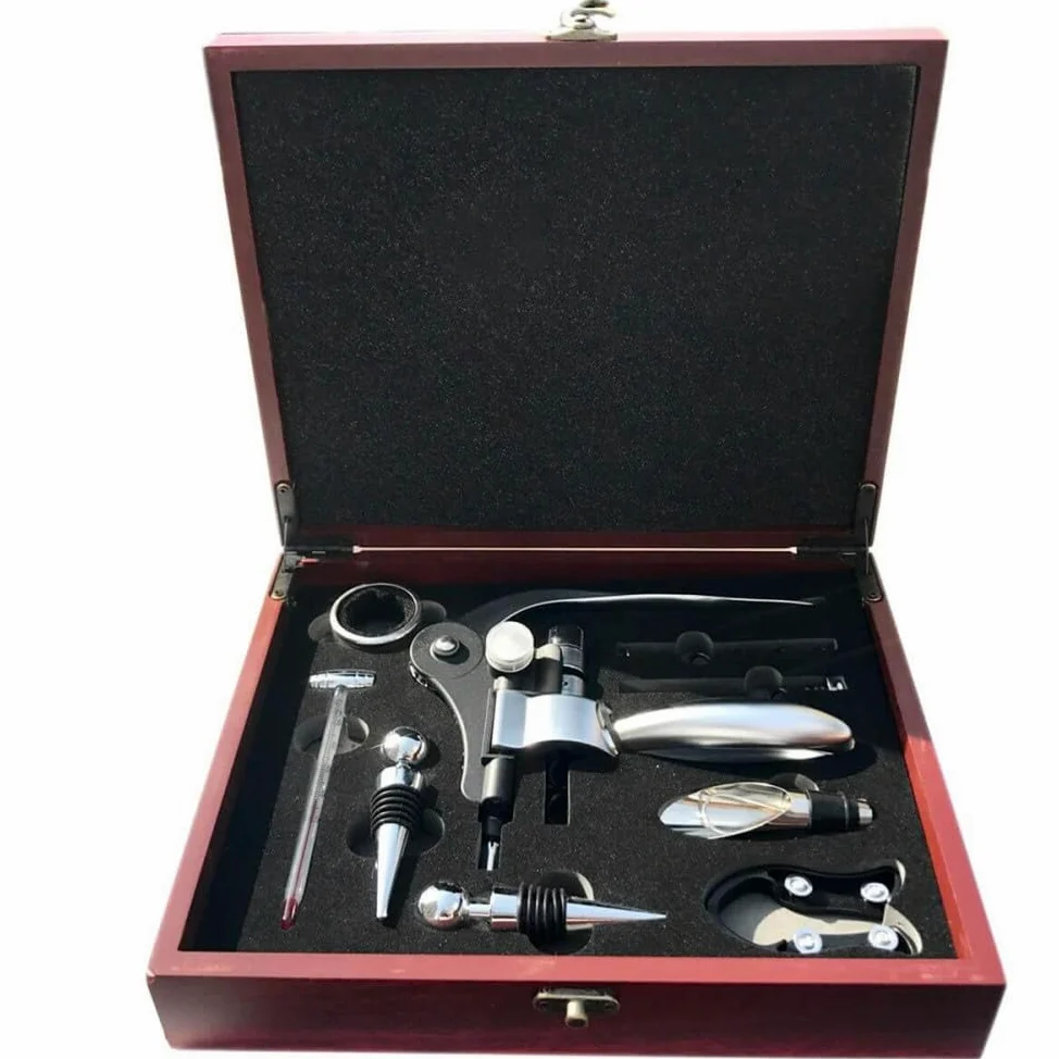 Coffret accessoires à vin luxe 9 pièces -
