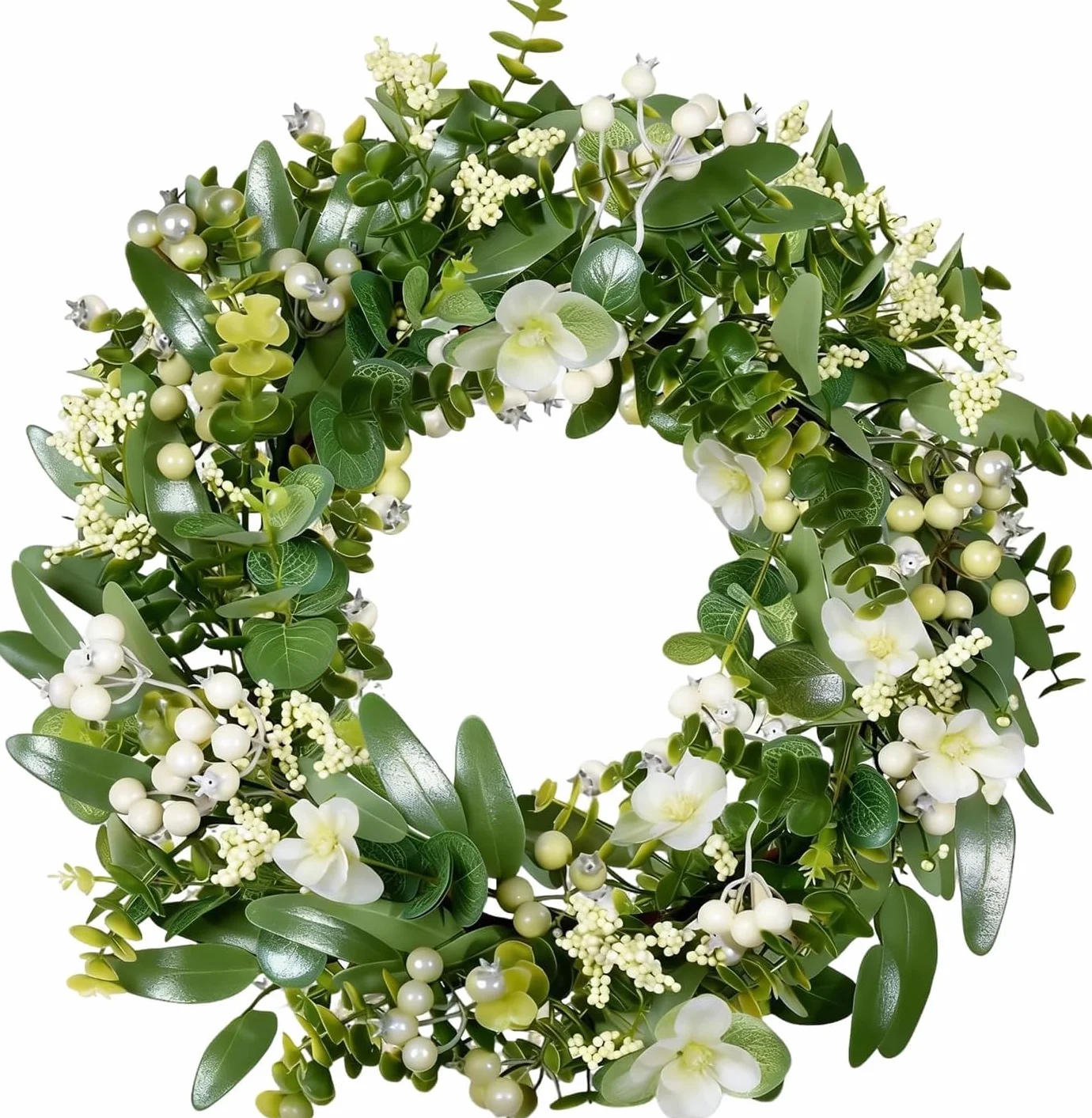 Couronne d'Eucalyptus Artificielle 46 cm pour Décoration de Porte