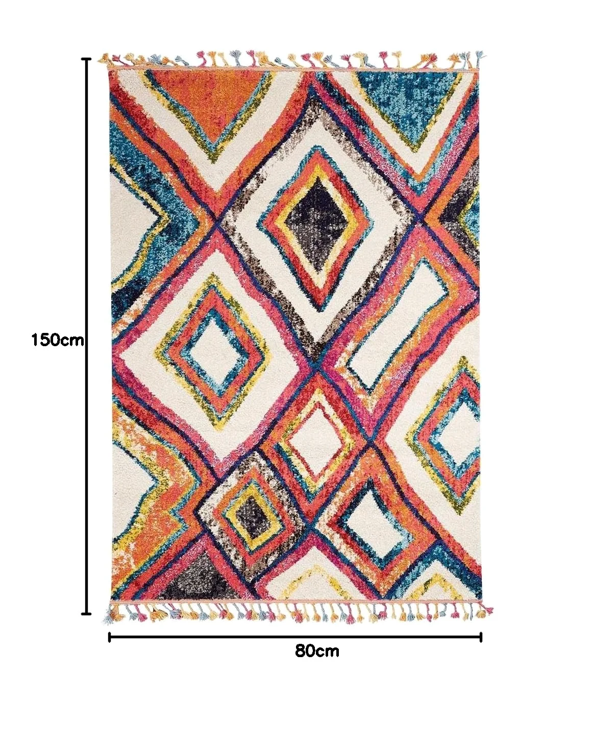 Jadorel Tapis berbère Style 80x150 OURIKA MK 01 Multicolore Oeko TEX® Exclusivité idéal pour la Chambre