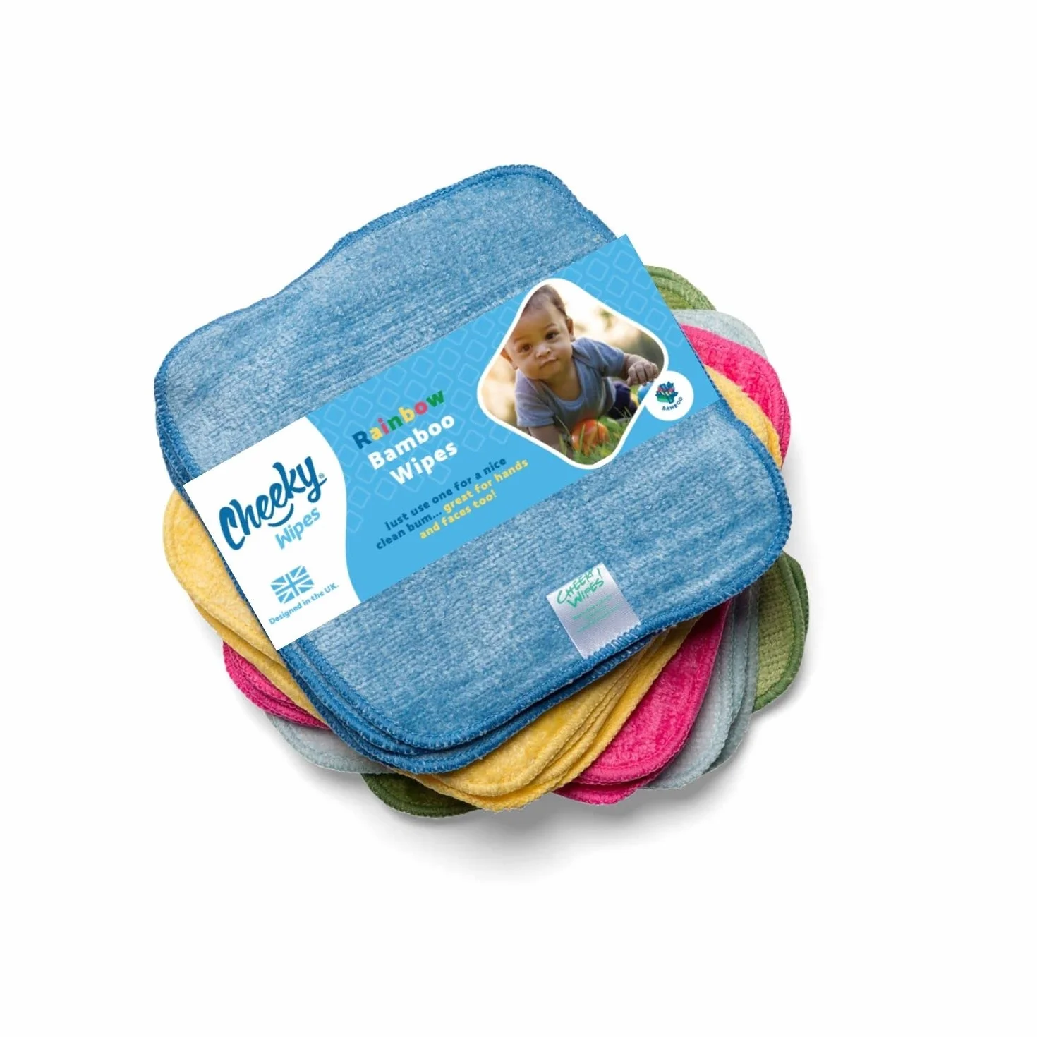 Cheeky Wipes Lot de 25 lingettes réutilisables en bambou et coton éponge bébé Multicolore