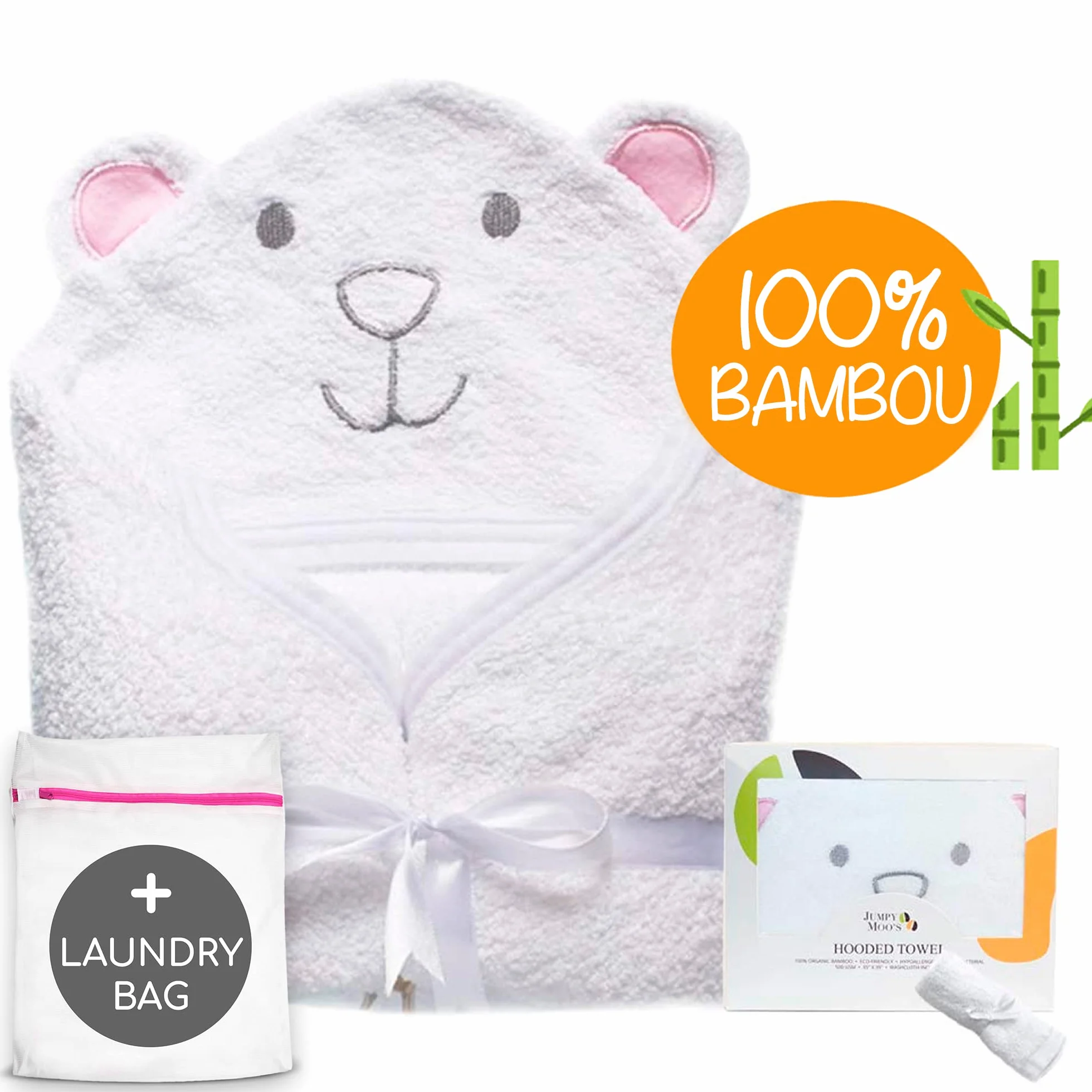 Cape de Bain Bébé 100% Bambou Biologique 90 x 90 cm - Cadeau Naissance Fille, Hypoallergénique, Épais et Absorbant