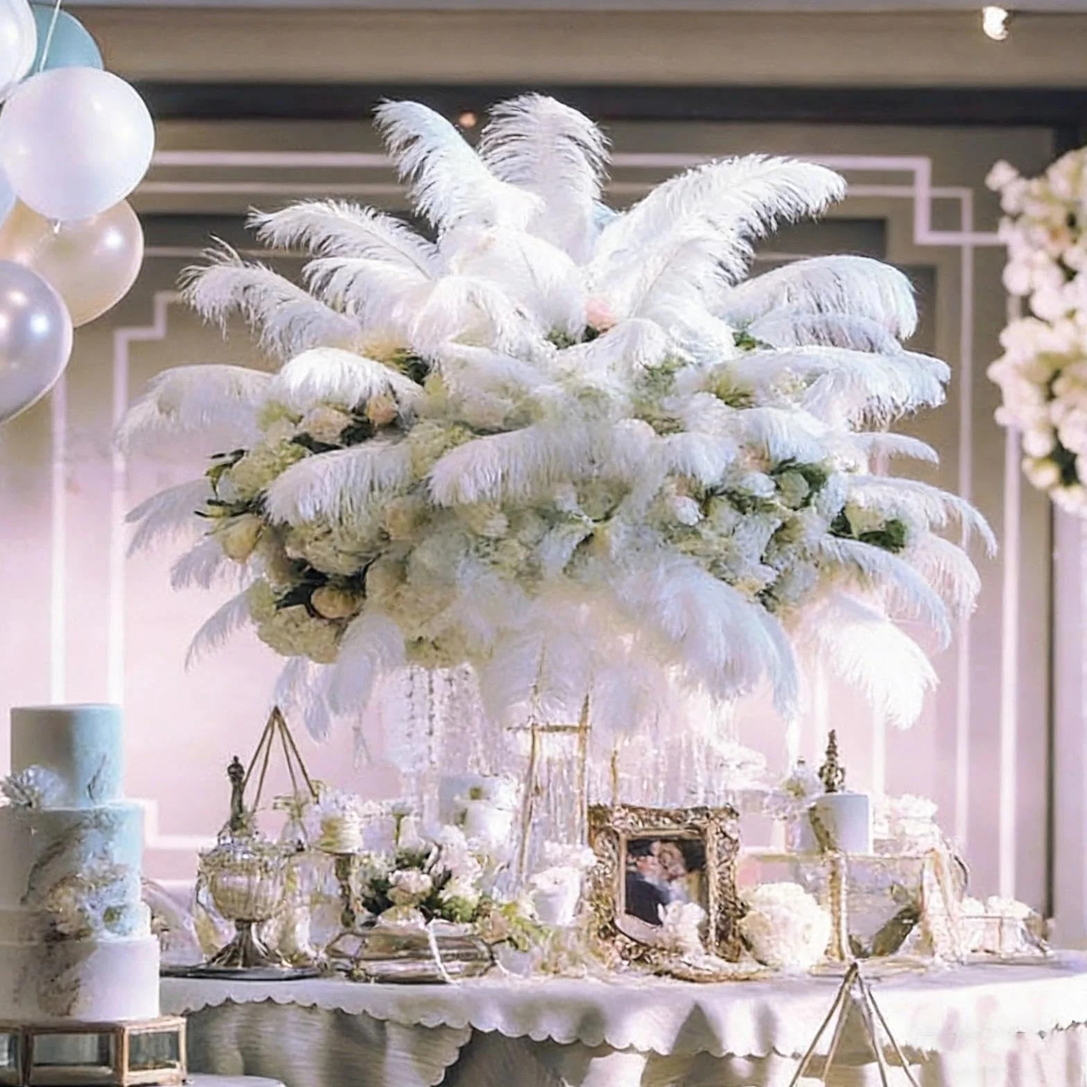Grandes Plumes d'Autruche Blanches Naturelles 25-30 cm Lot de 20 pour Mariage Décoration