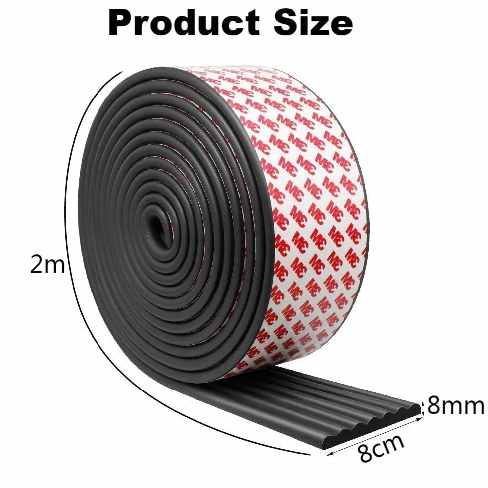 Protection des bords de table autocollante 2 m 8 cm 0,8 cm Mousse pour tables en verre Noir