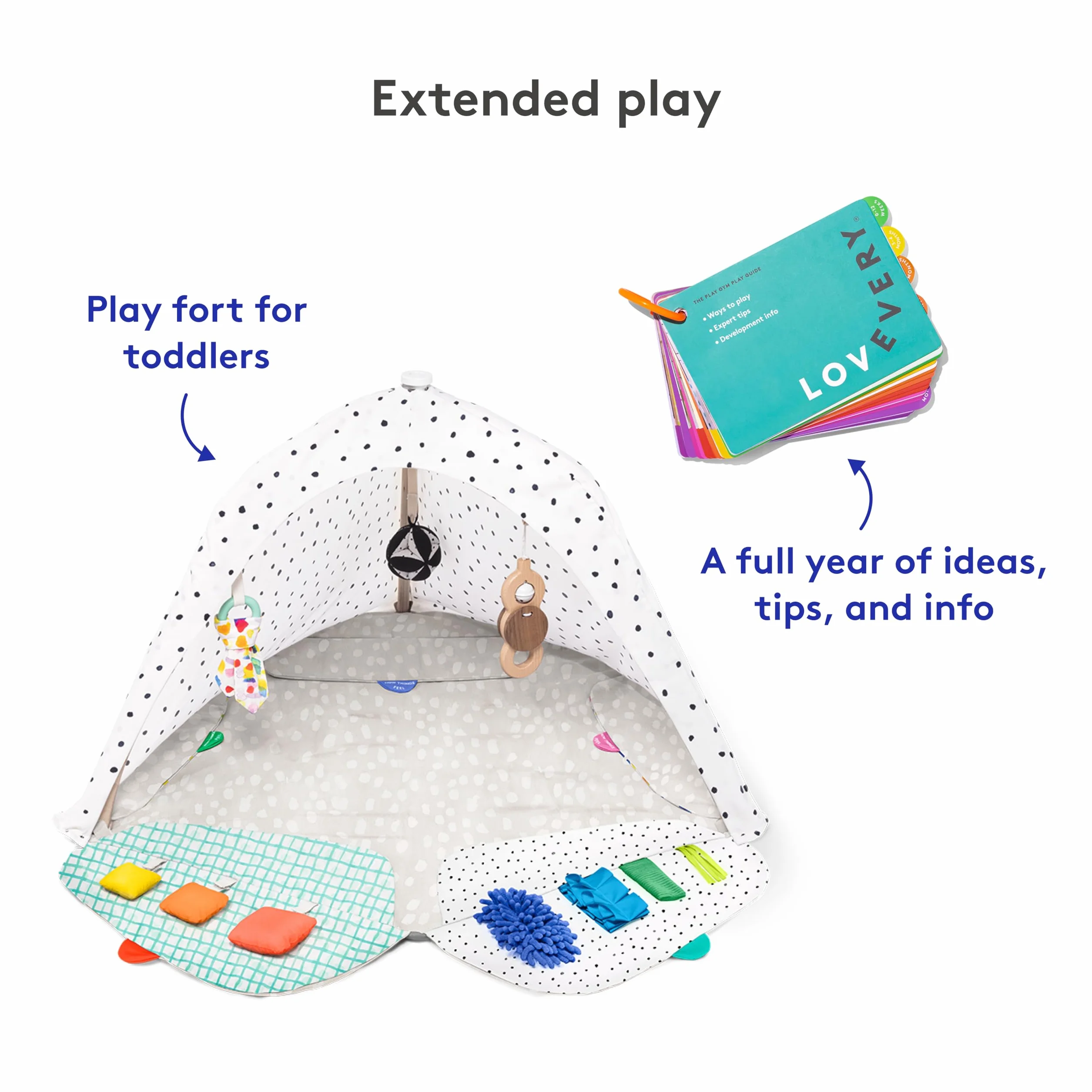 Lovevery Tapis d'Éveil Bébé avec Arche de Jeu en Bois, 5 Zones, Développement l'enfant, Dès la Naissance