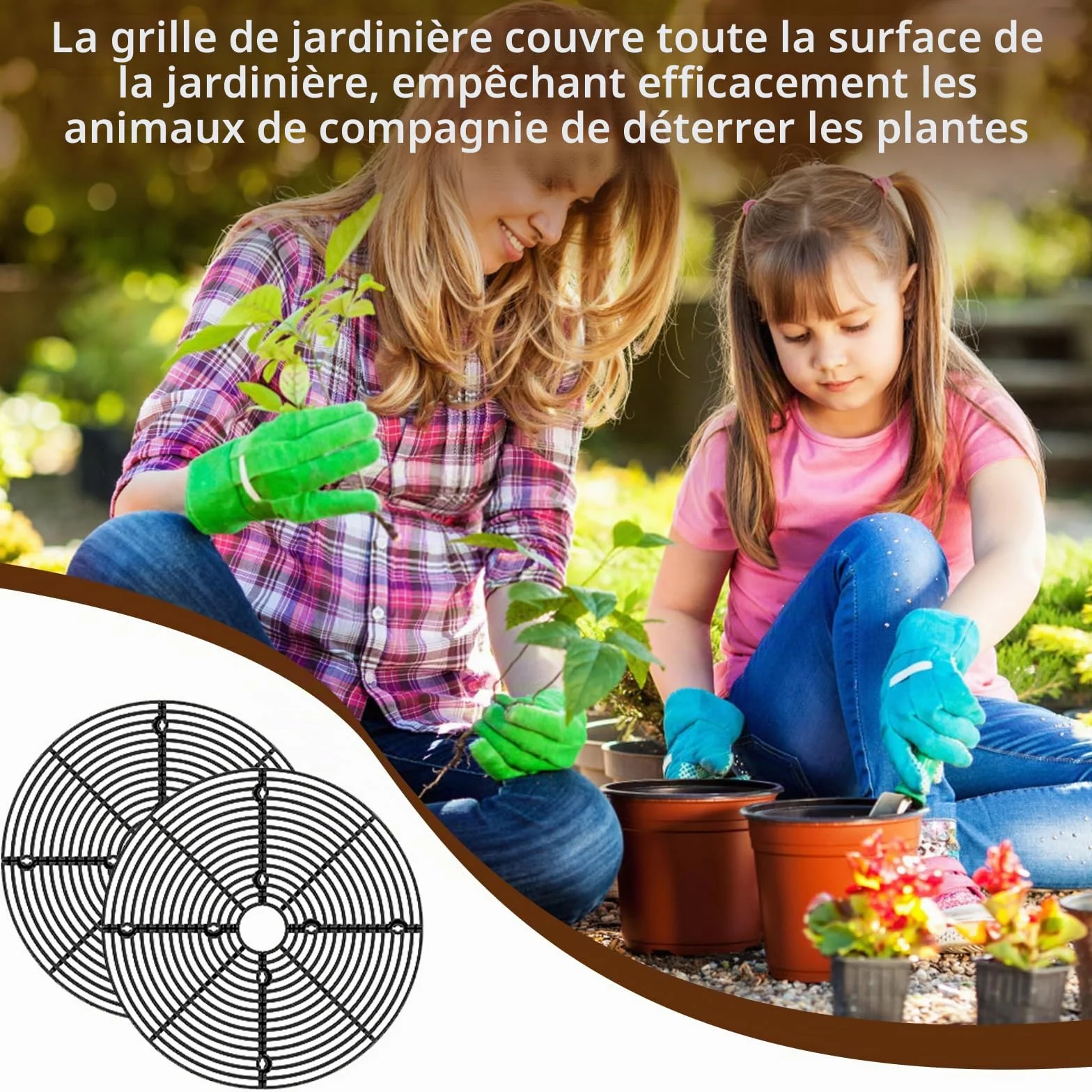 Grilles de Pots de Plantes 30 cm Cache Pot en Grille Plastique Découpable Protection de Sol