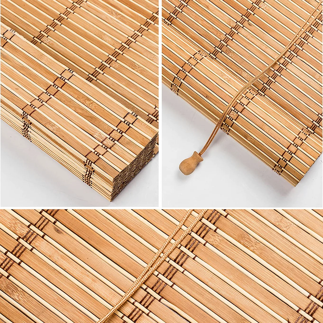 Store Enrouleur Bambou Naturel,Store en Bois,Stores Opaques,Stores Vénitiens,Stores À Rouleaux Romains,75% Protection Solaire Intimité Écran,pour Intérieur/Extérieur (100x240cm/39x95in)