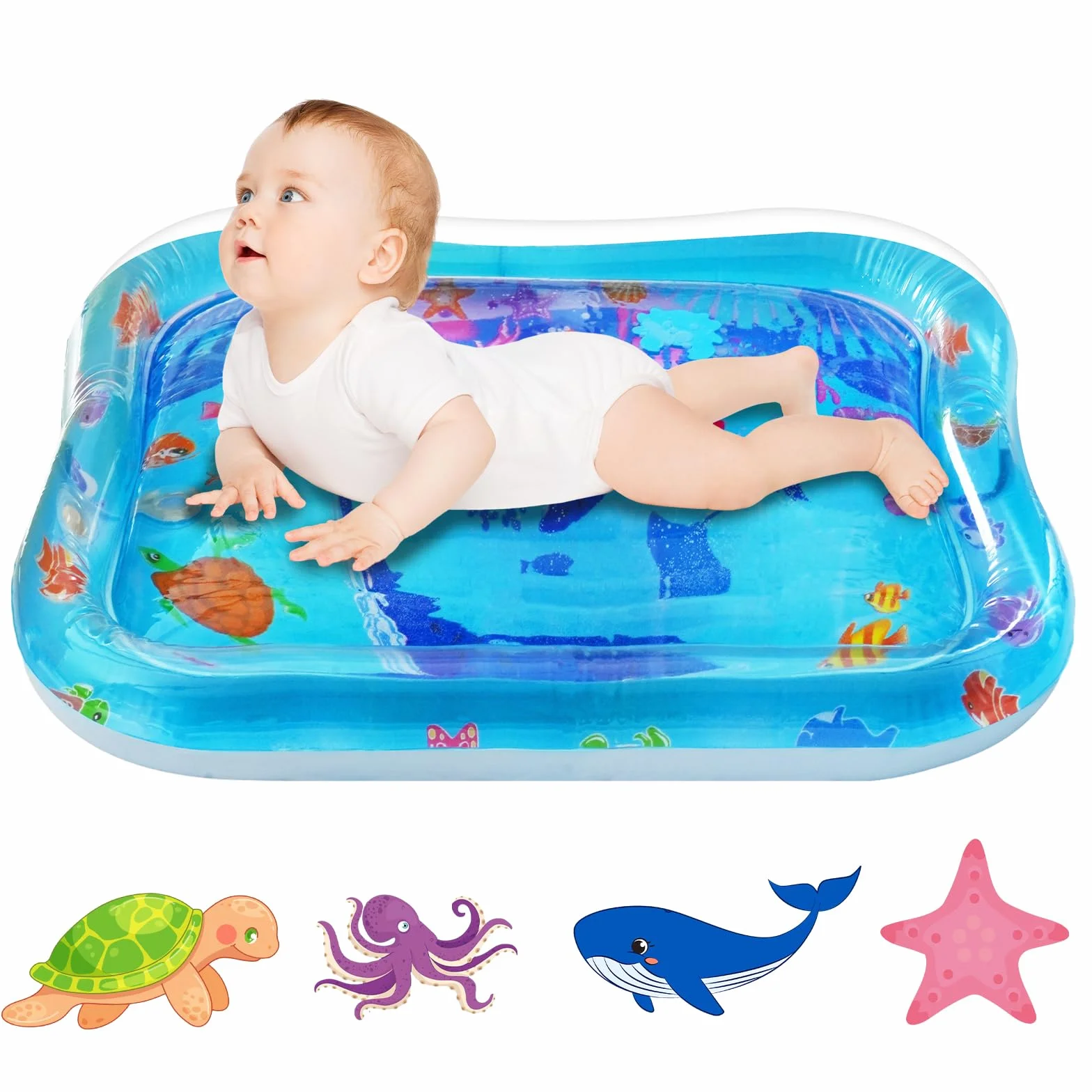 Tapis d'eau pour bébé 66x50cm Tummy Time Gonflable Nourrissons Filles Garçons 3-9 Mois Nouveau-né