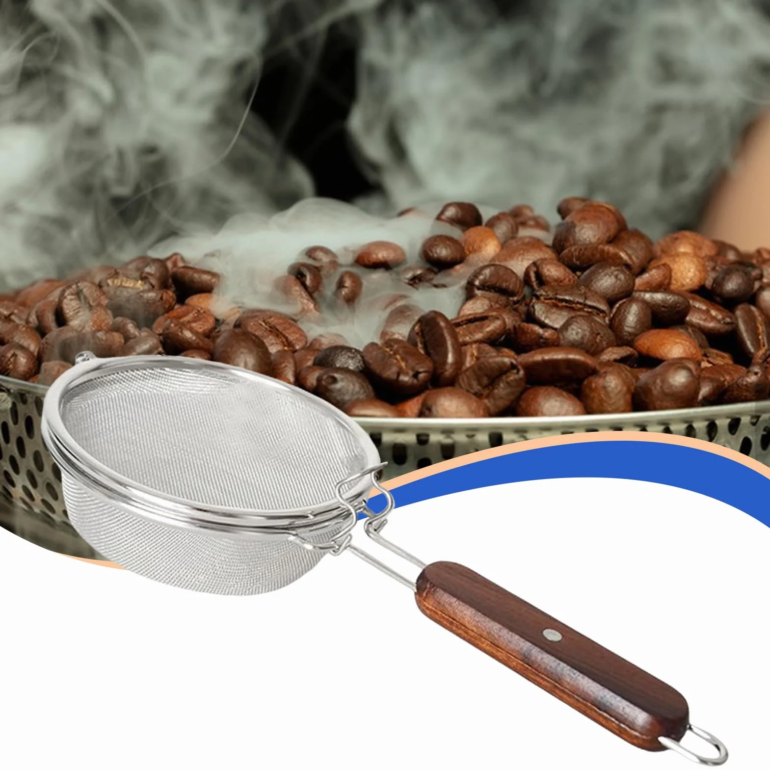 Torréfacteur à grains de café en acier inoxydable - Machine à torréfier compacte avec poignée résistante à la chaleur