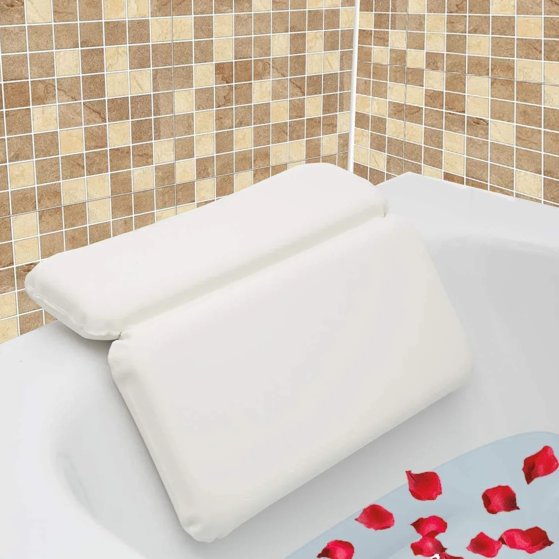 Coussin De Bain Antidérapant avec 7 Ventouses pour Cou Dos Épaules Tête Jacuzzi Spa 14.5x11"
