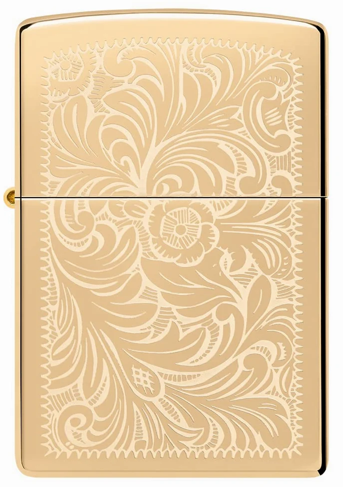 Zippo Briquet Tempête - Modèle Vénitien - Finition Laiton Poli Brillant - Lustre - Rechargeable - Réutilisable - Design Coupe-Vent - Coffret Cadeau - Fabriqué aux États-Unis