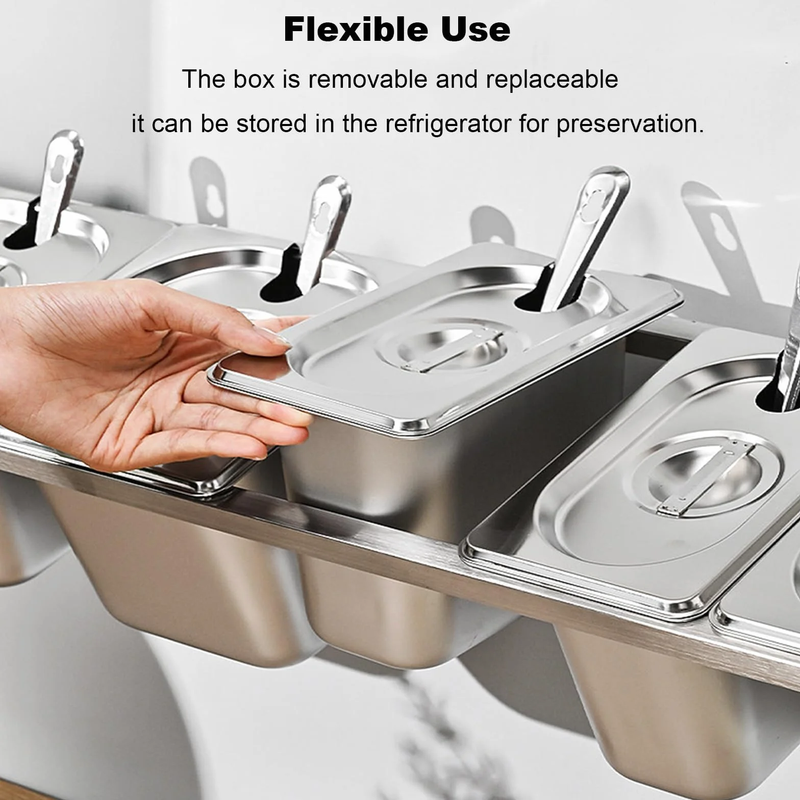 Boîte épices murale amovible inox 6 grilles rangement cuisine
