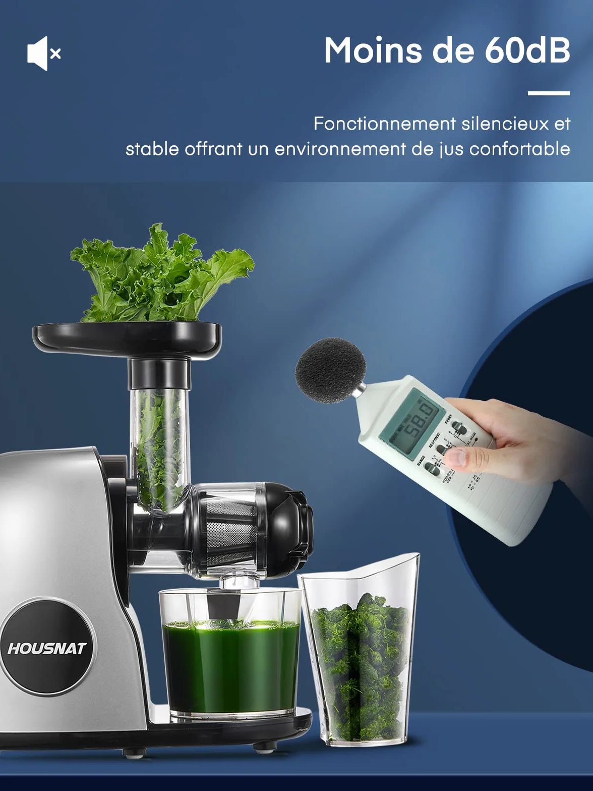 Extracteur de Jus de Fruits et Légumes, Slow Juicer Nutriments Maximaux 90% Pureté, Fonction Inverse