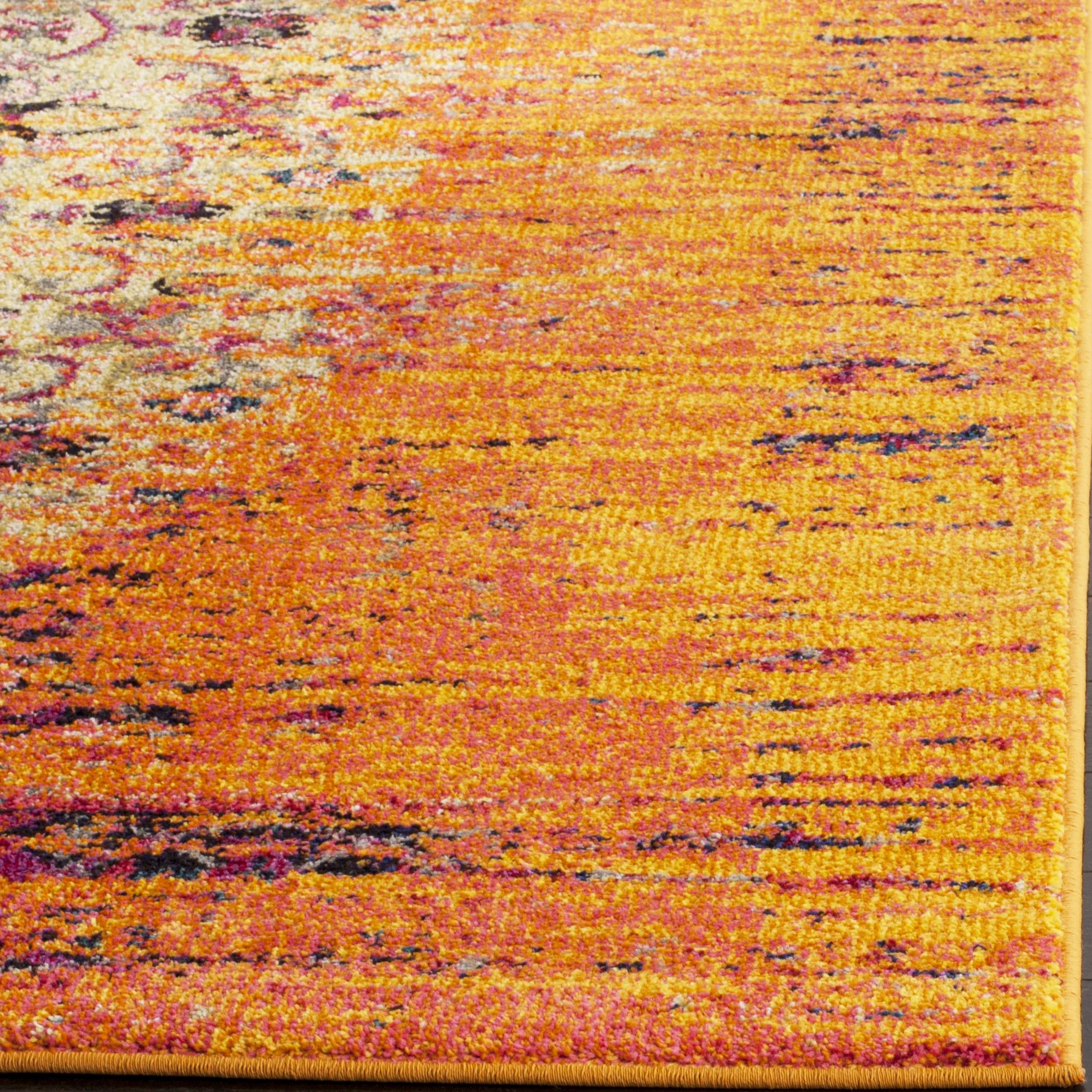 SAFAVIEH Tapis Boho Pour Salon, Salle à manger, Chambre à coucher - Monaco Collection, Tapis à poil court, Orange et Multi, 122 X 170 cm