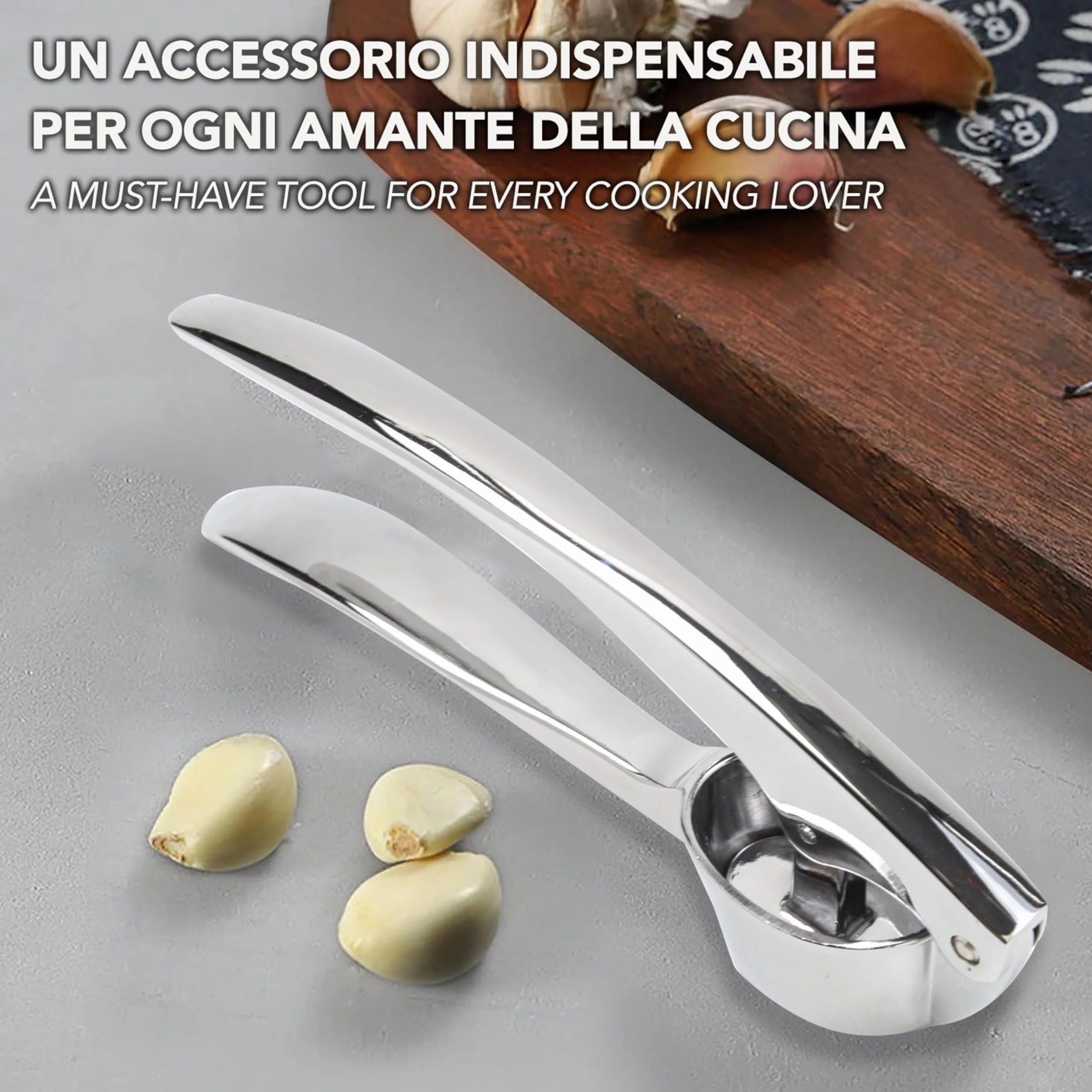 IPEA Presse-Ail en Acier Inoxydable pour Ail, Gingembre, Piment - Presse Ail Professionnel de Cuisine