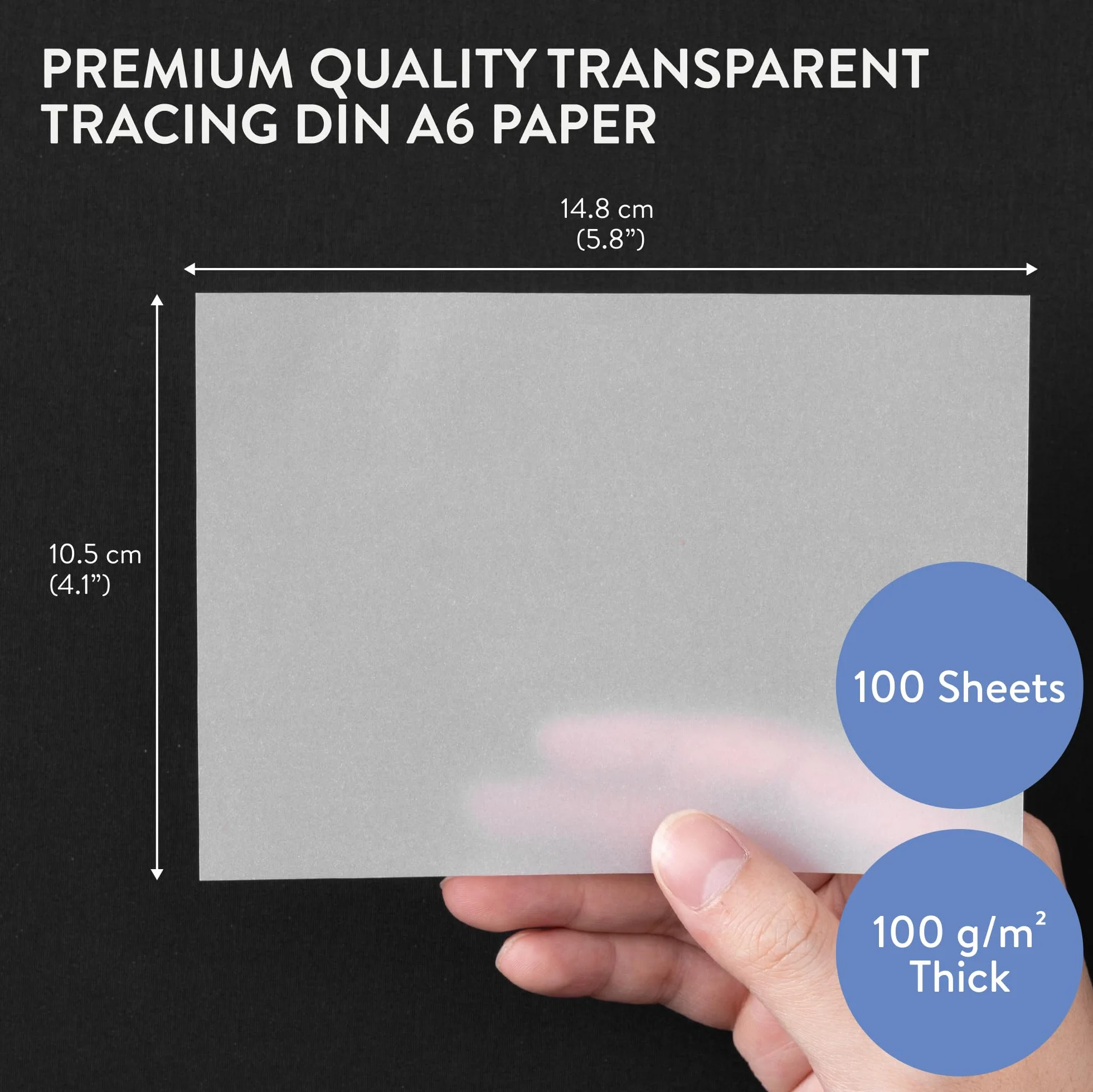 WINTEX Papier Calque Transparent A6 Lot de 100 Feuilles pour Impression Jet d'Encre Design Architecture