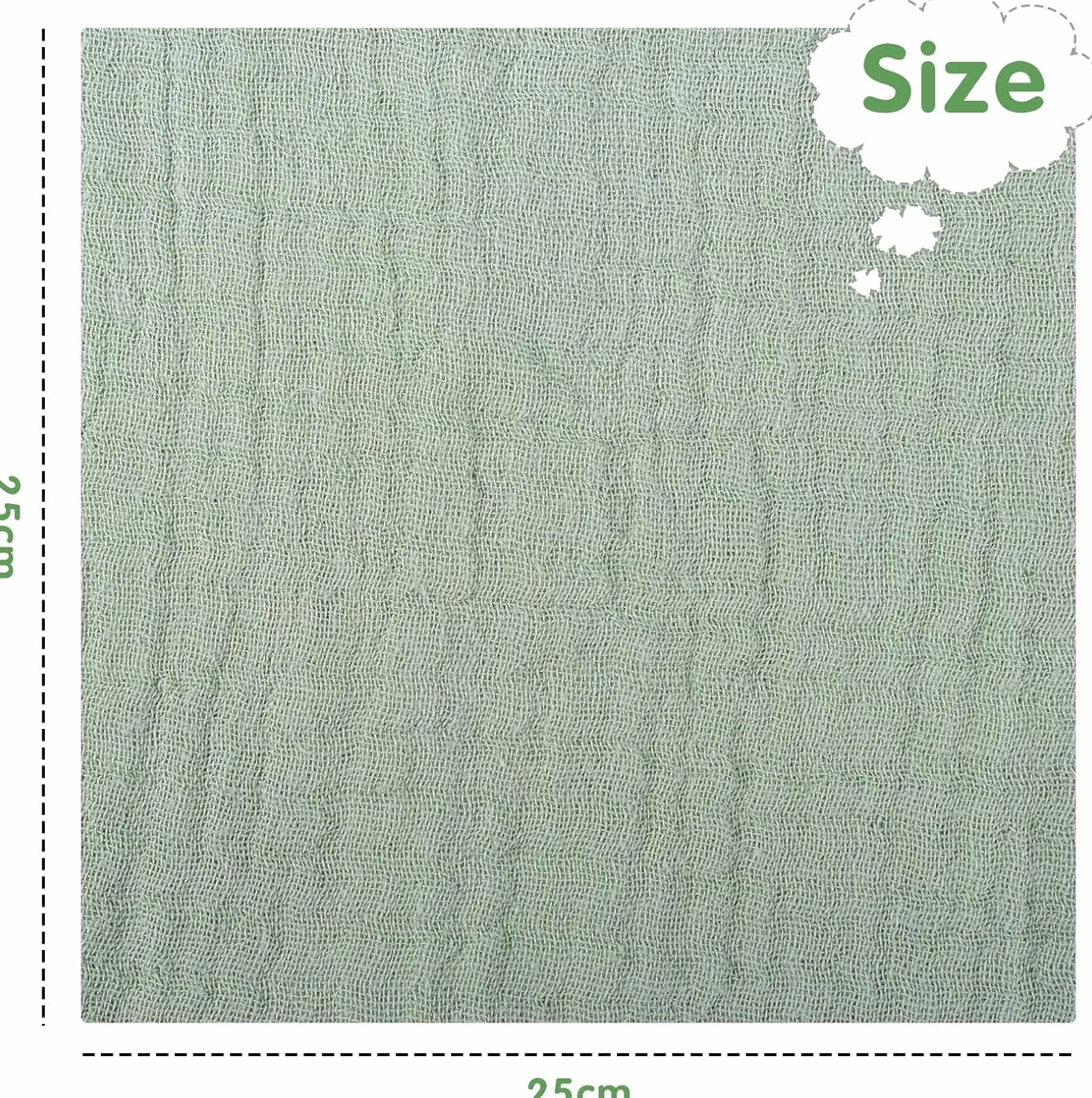 Serviette Visage Bébé Débarbouillettes en Mousseline Lavable 23x23 cm Lot de 10