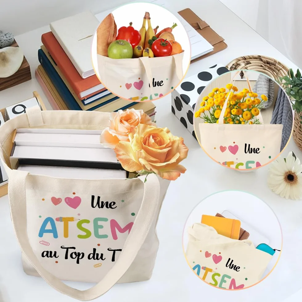 Tote Bag Atsem Maitresse D'école Cadeau Fin D'année Sac Professeur