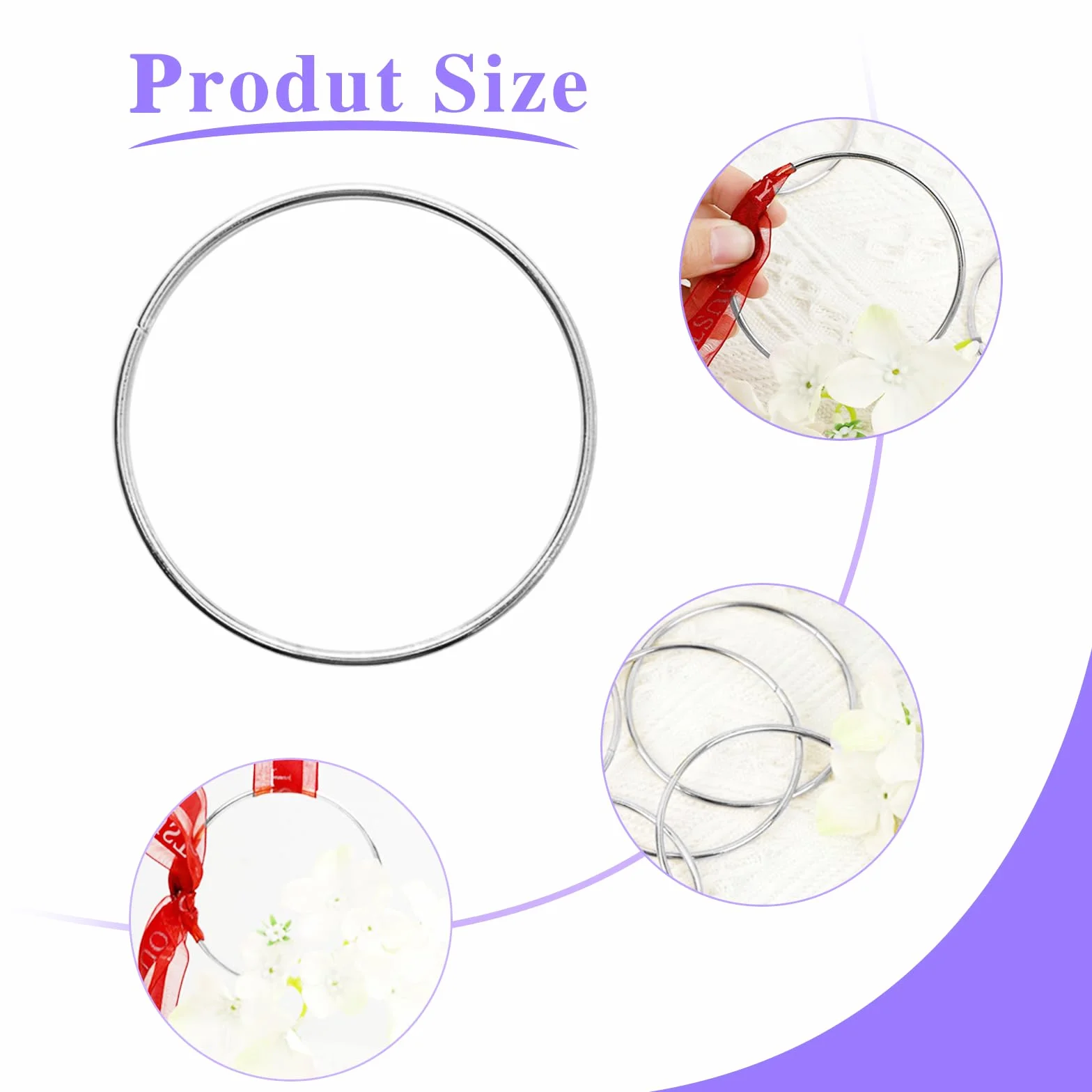 Anneaux en métal argenté 5 cm pour bricolage - Lot de 20 - Attrape-rêves, Macramé, Couronne de mariage