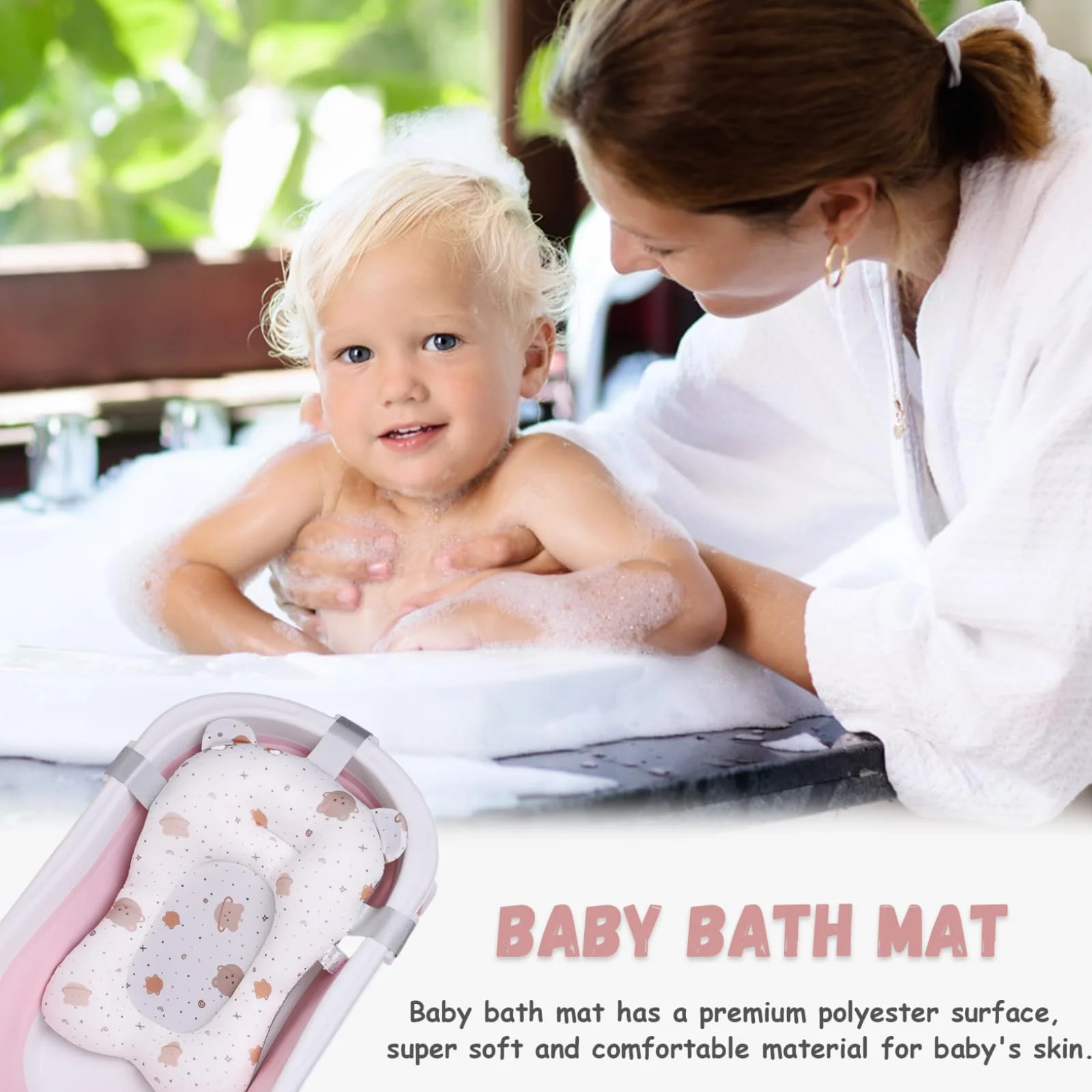 Coussin de bain pour bébé antidérapant réglable Baignoire nouveau-né doux confortable