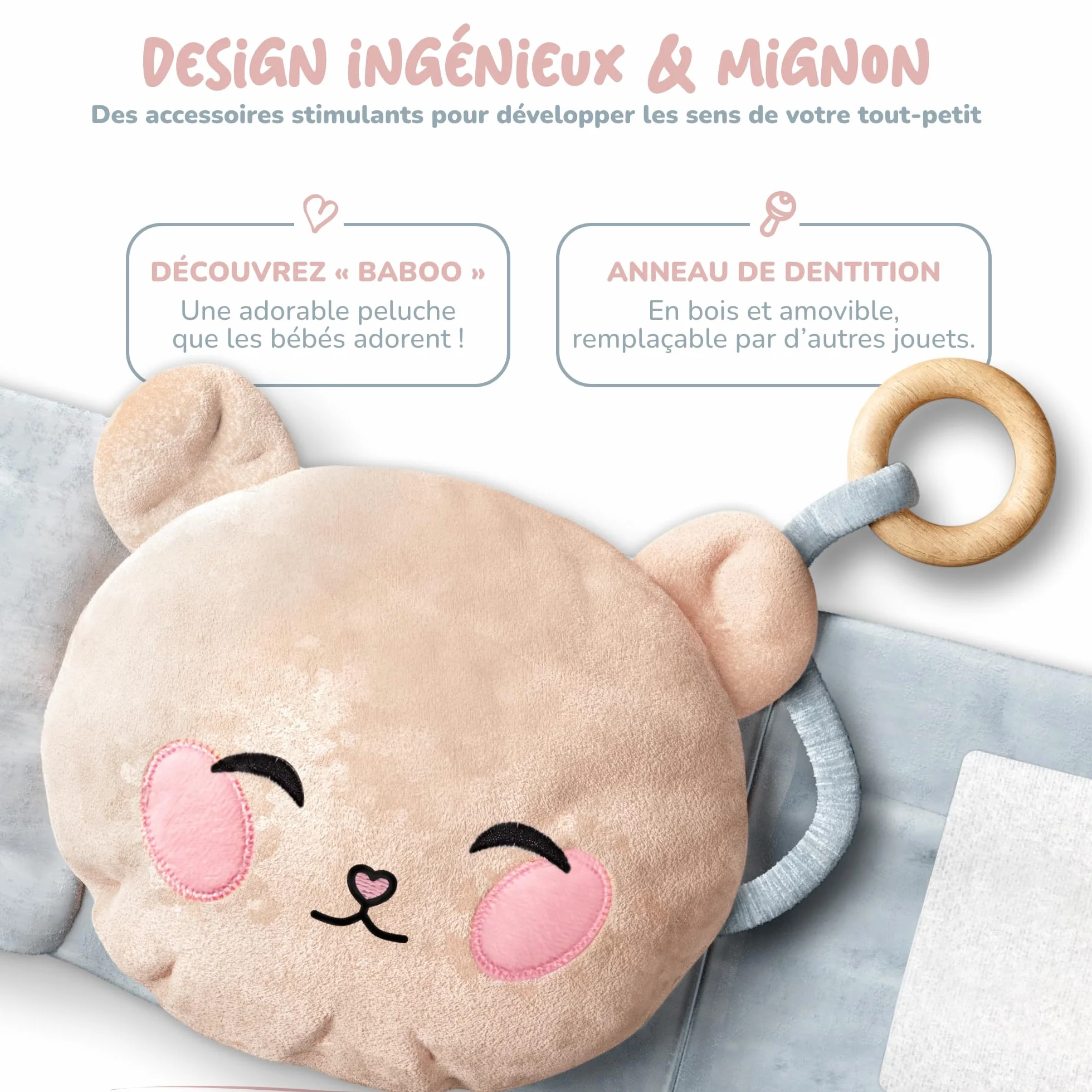 Bouillotte Bébé Anti Colique Chaud Froid Argile CE Naturel Anneau Dentition Inclus Ceinture Doudou Peluche Nourrisson