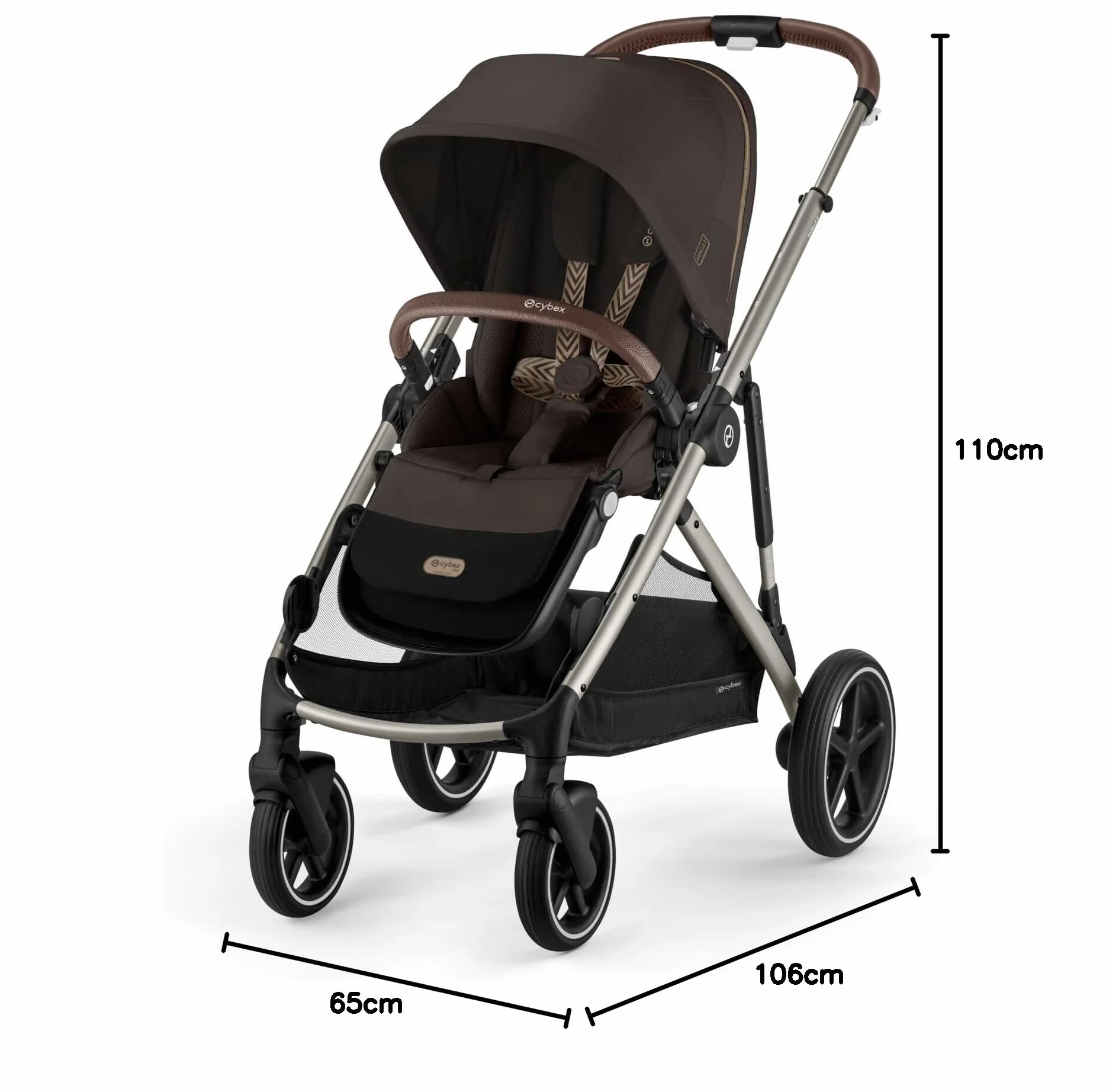 CYBEX Poussette Gold GAZELLE S, Système tout-en-1, 20+ configurations, Brun chocolat