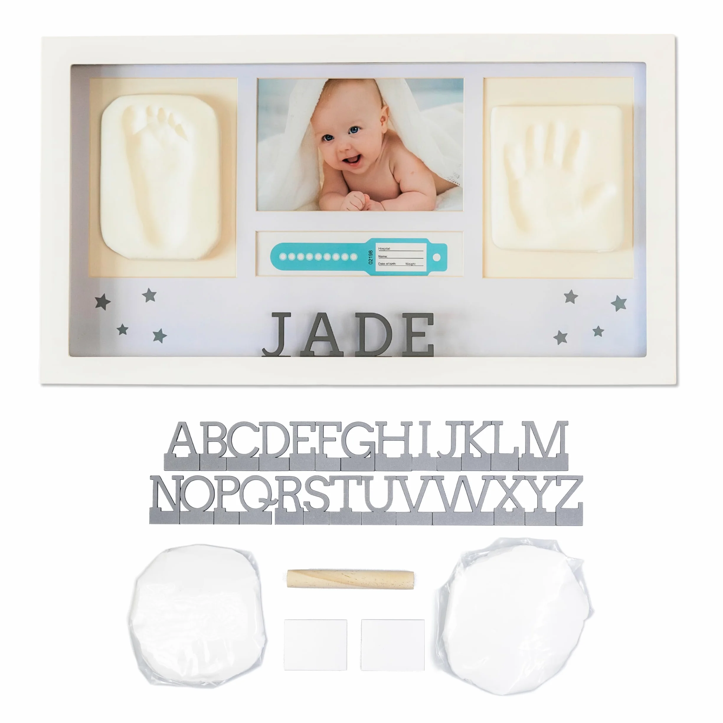 Kit Empreinte Main Pied Bébé Moulage Argile Cadre Photo OFFERT Cadeau Naissance Original Personnalisé