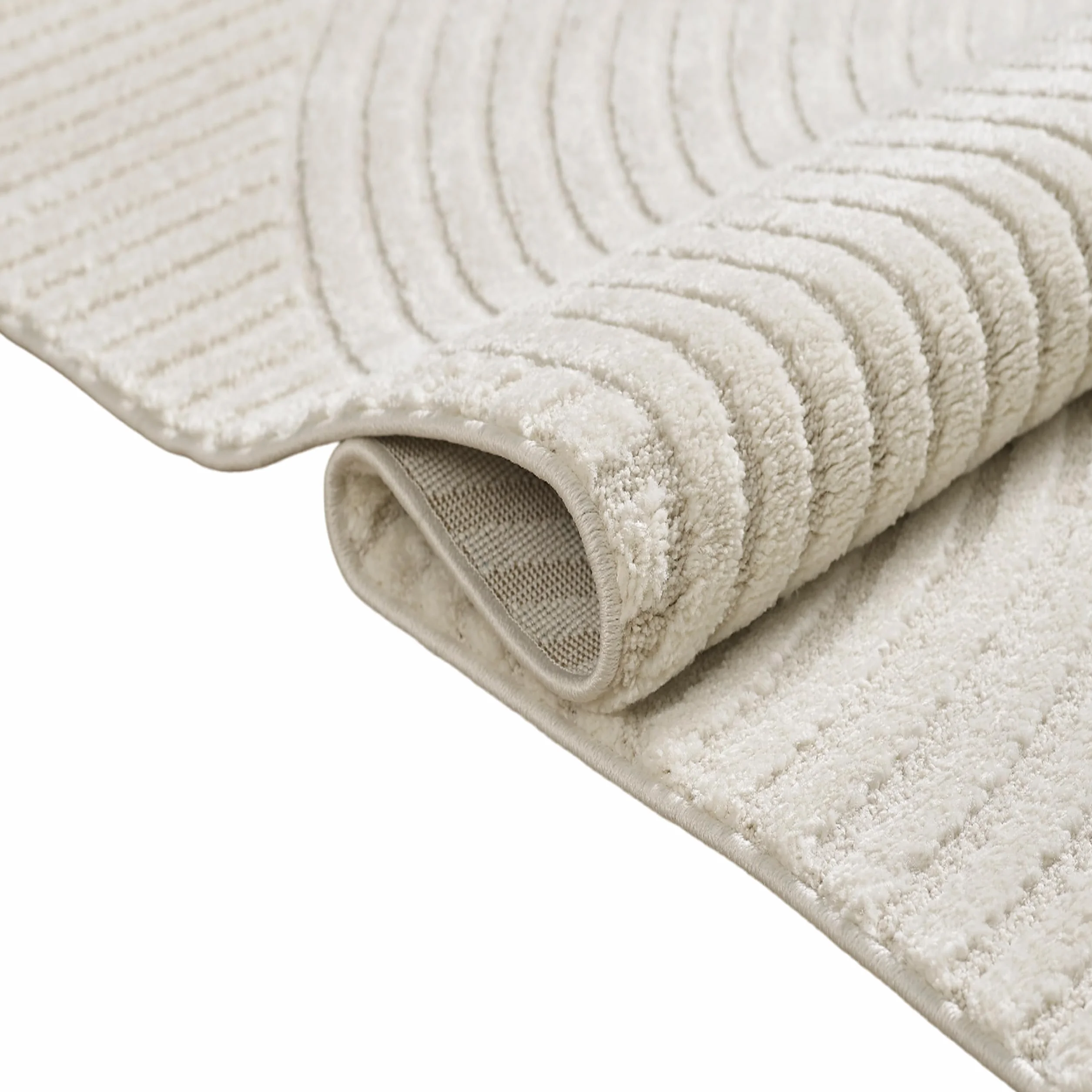 CARPETIA Tapis Salon Chambre Moderne Designer Tapis Effet Relief 3D Lignes Doux Unicolore Crème Clair 120 x 170 cm
