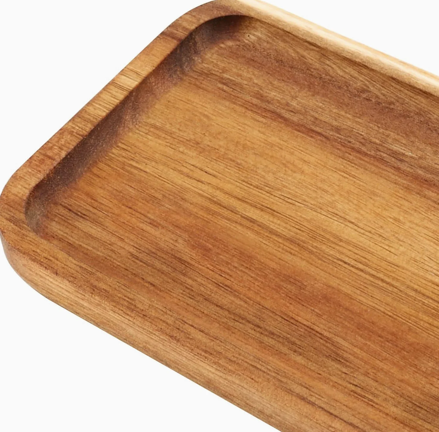 Linwnil Lot de 8 plateaux de service rectangulaires en bois de 29 x 10 cm pour fruits, apéritifs, pain, pour éviter de glisser et de renverser les aliments