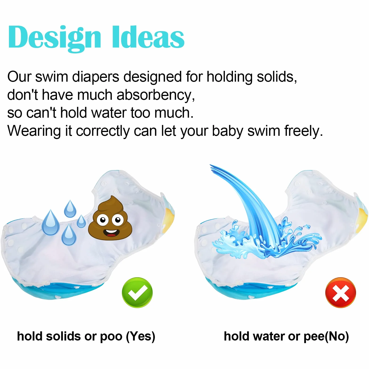 PHOGARY Couche de natation bébé 0-3 ans 2 PCS Maillot de bain réutilisable 3-15kg Plage Baleine
