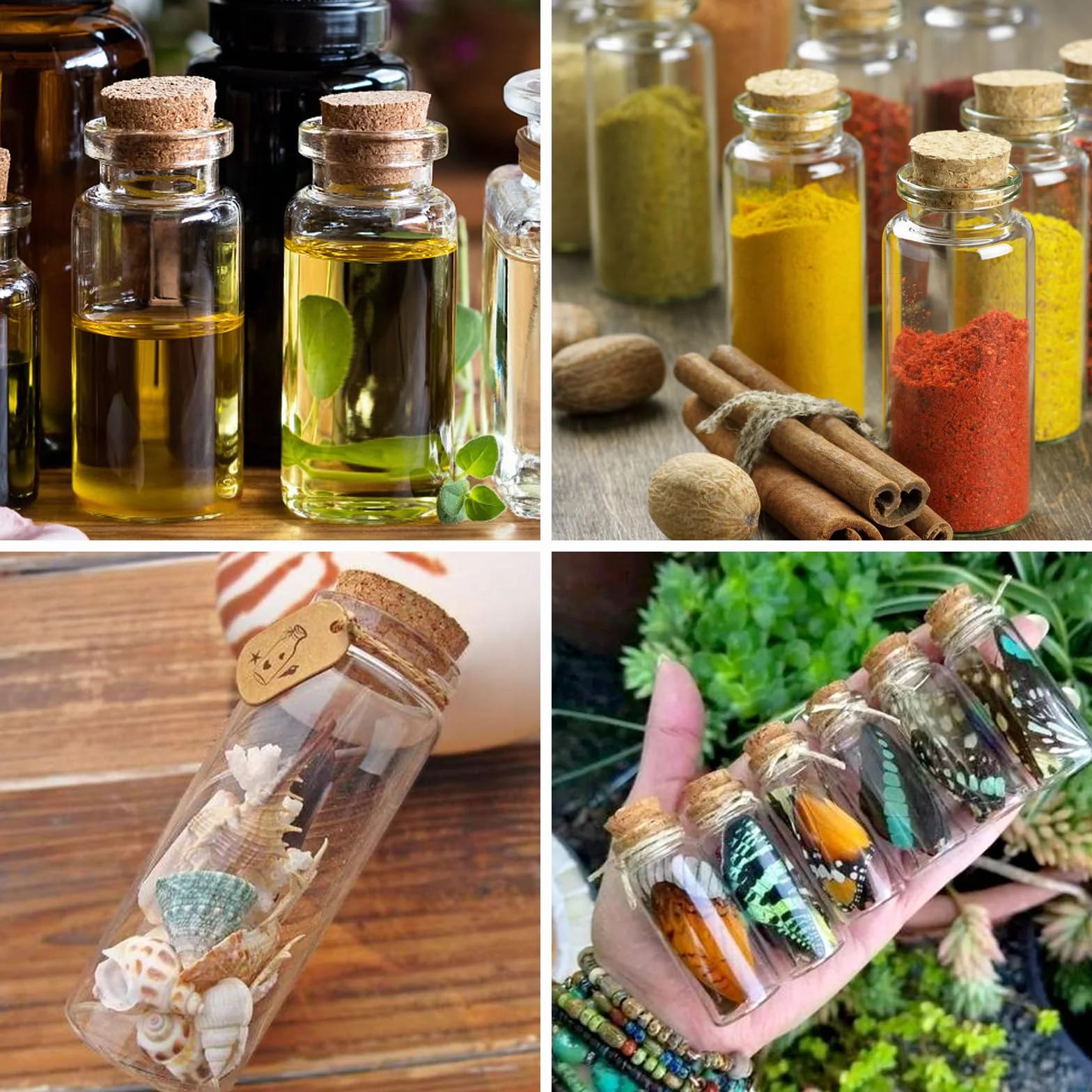 Mini bouteilles en verre 25ml avec bouchons en liège, flacons vides pour épices, mariage, décoration