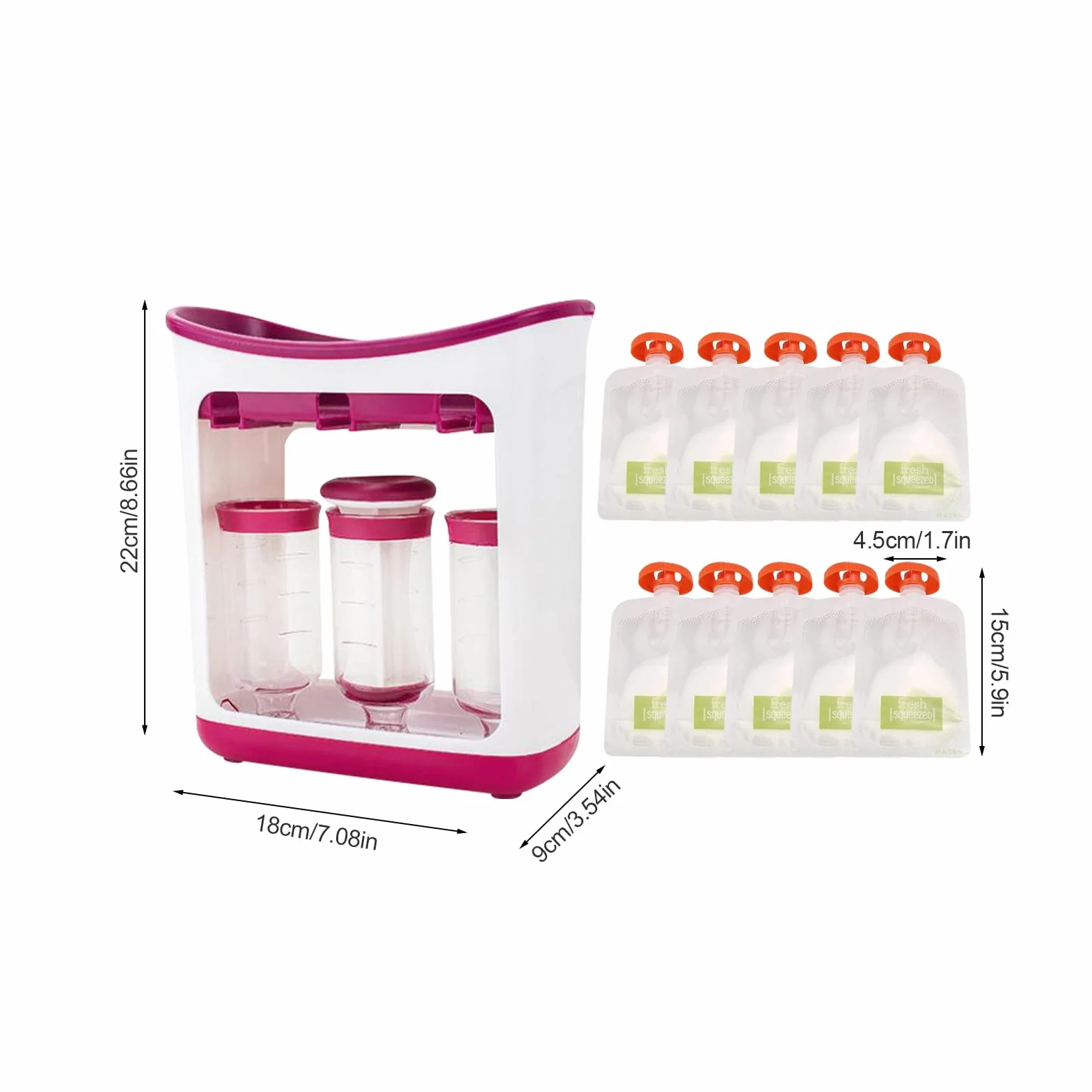 Machine à Compote Bébé avec Sacs Réutilisables, Gourde Compote Réutilisable pour Purées Maison