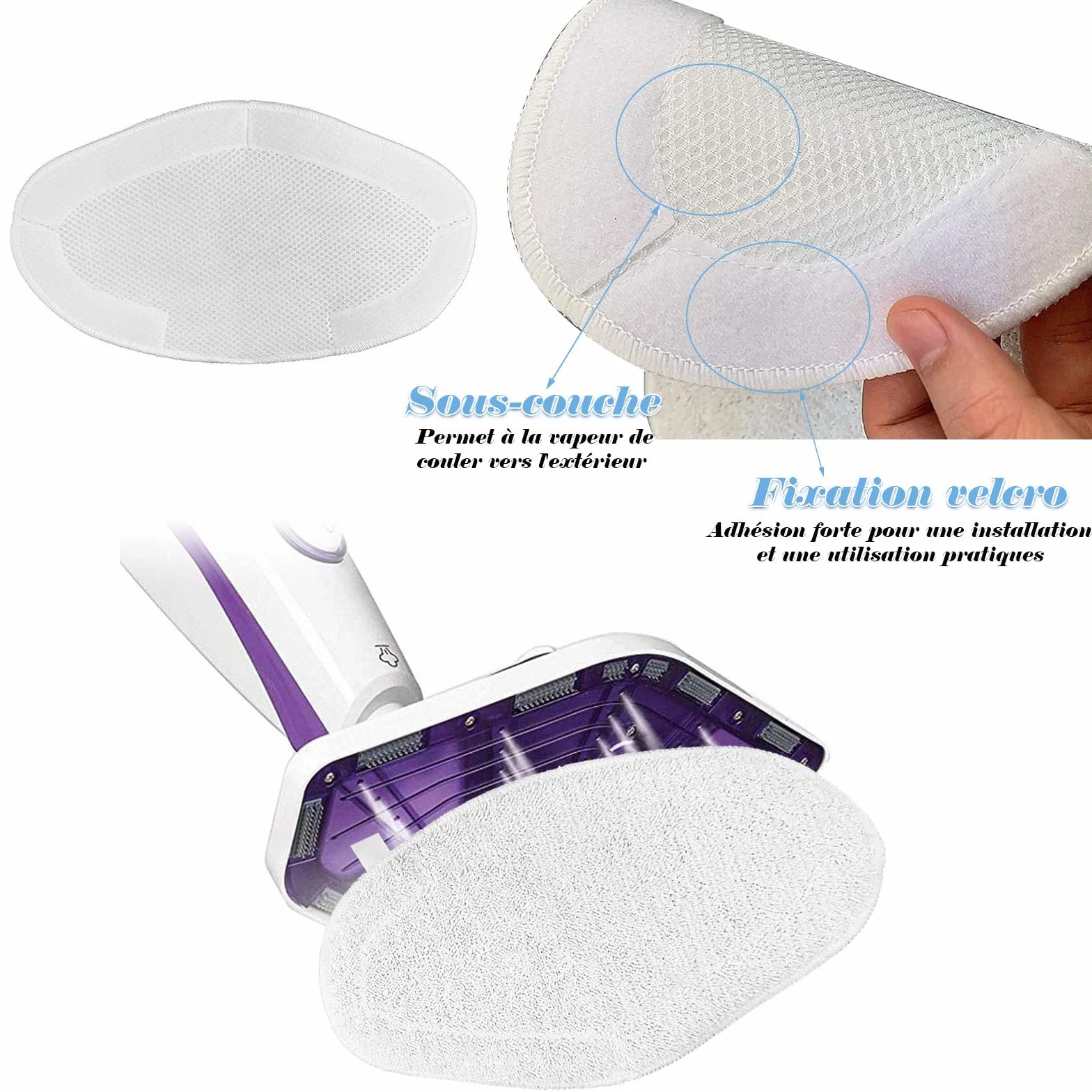 4 Lingettes Reutilisable Rechange Lavables pour Polti Vaporetto Brosse Vaporforce PAEU0332