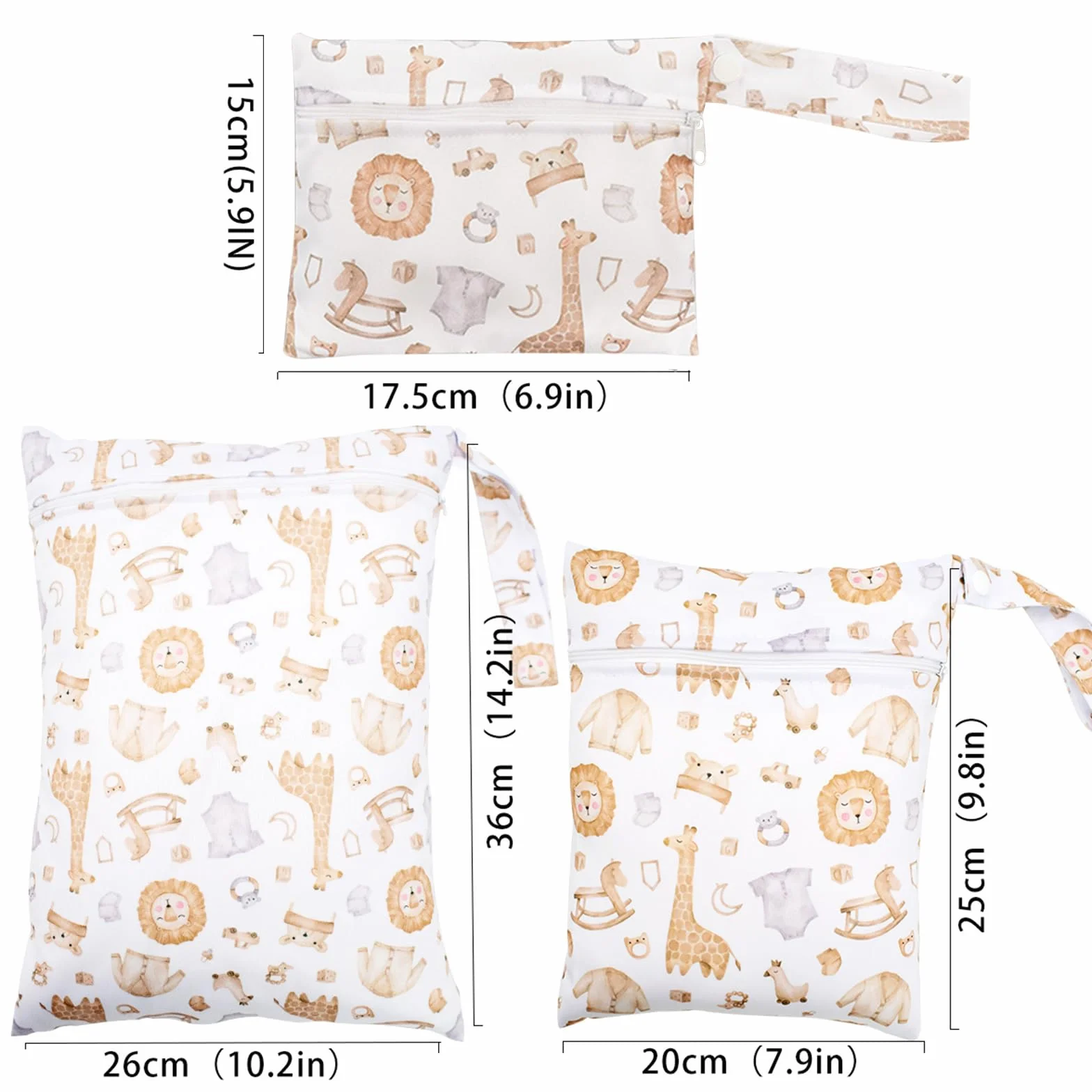 Sac à Couches Bébé 3 Pièces, Sac à Couche Lavable en Tissu, Wetbag Étanche pour Natation Camping Voyage