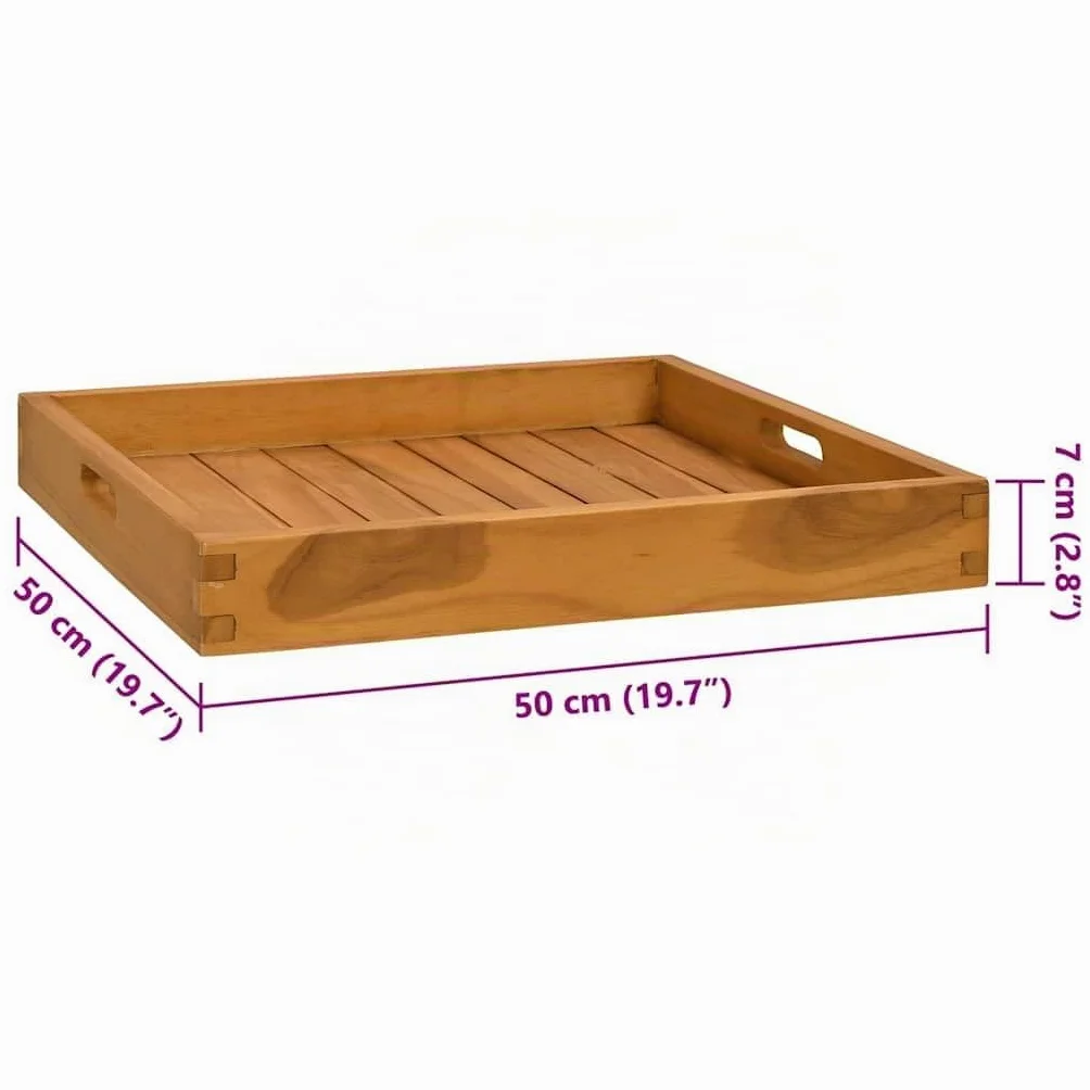 Plateau de service 50x50 cm Bois de teck massif
