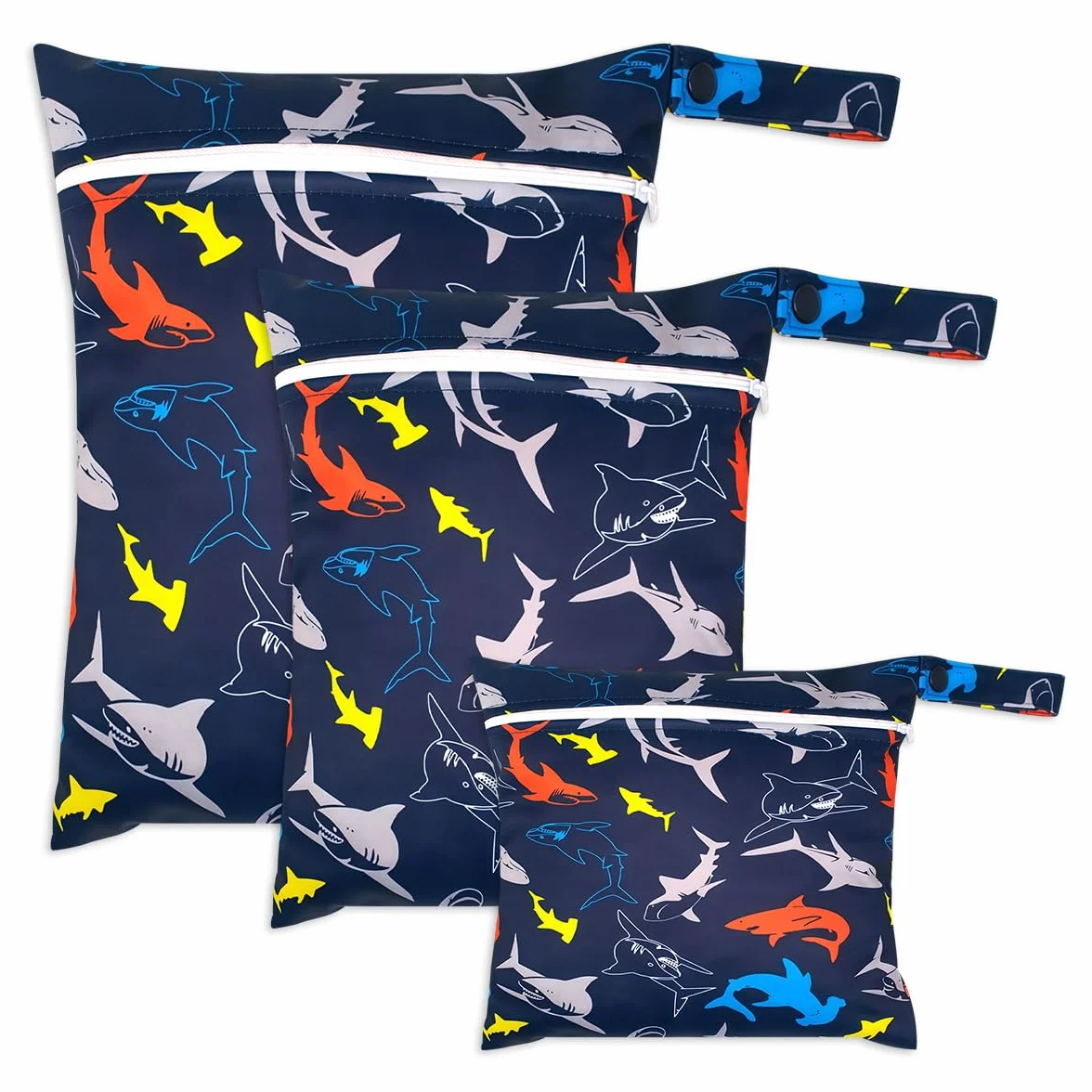 3 Pièces Sac à Langer de Voyage Réutilisable Humide et Sèche 26x36cm avec Fermeture éclair