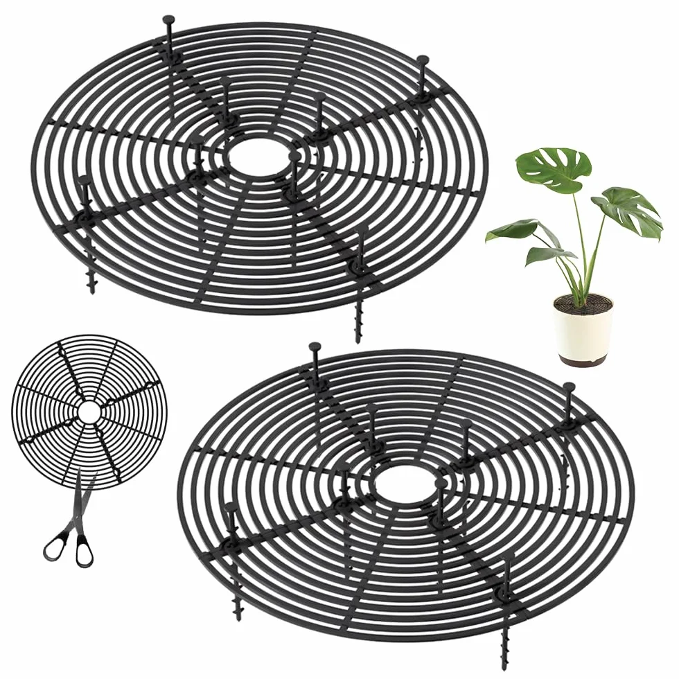 Grille Protection Plante 30 cm Ronde Noir Protege Pot de Fleur Chat