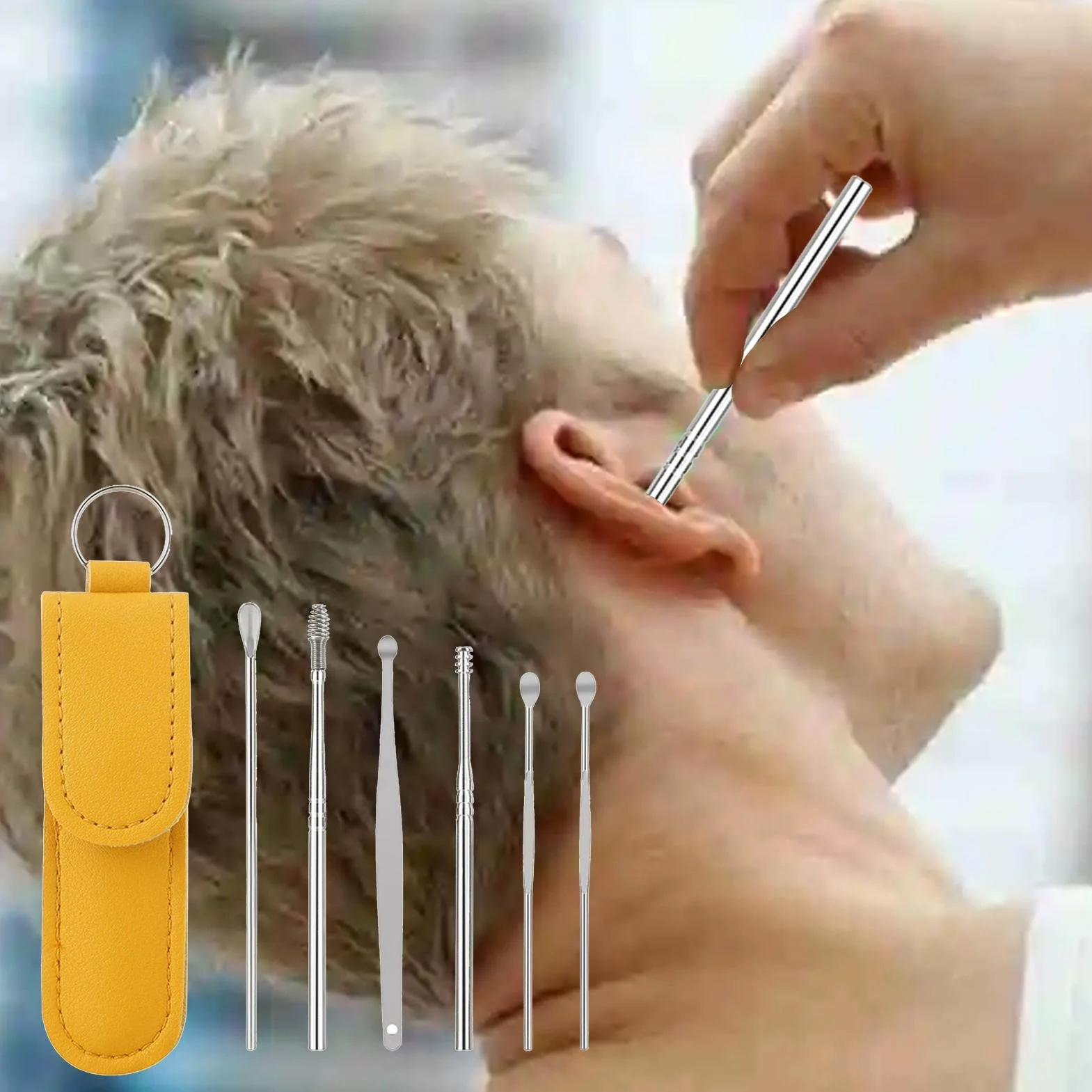 Retrait cérumen Ear Pick - Outil Retrait Cire d'oreille en Acier Inoxydable, Ensemble 6 Outils