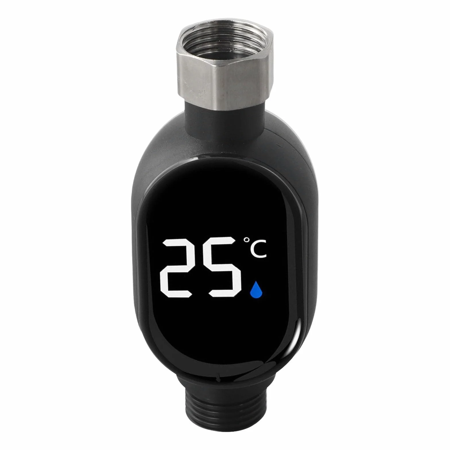 Thermomètre de douche numérique LED KiraKira, capteur étanche 0-99°C, interface 1/2", noir