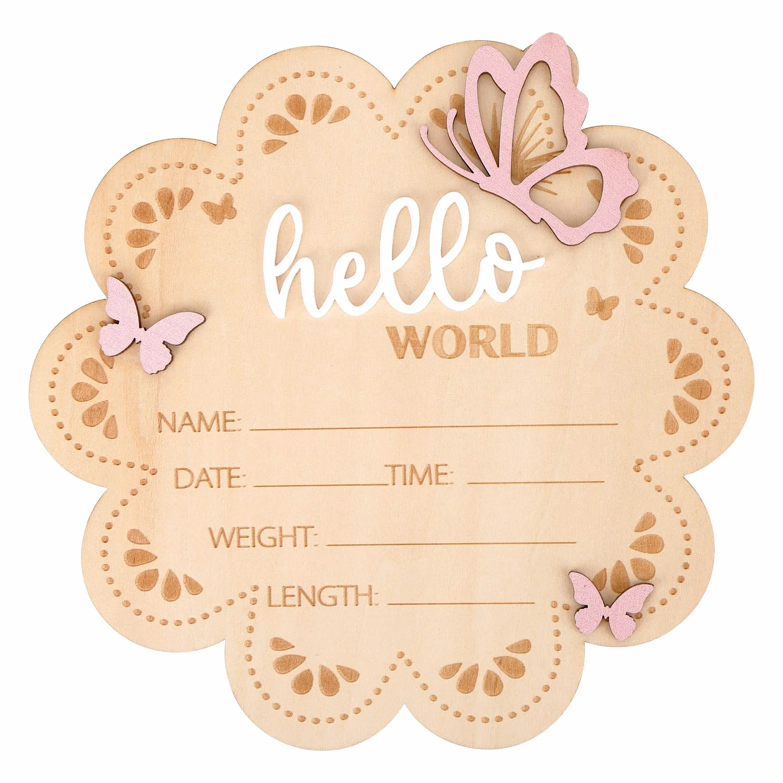 Panneau Annonce de Naissance Papillon en Bois pour Bébé Décoration Chambre Enfant Baby Shower
