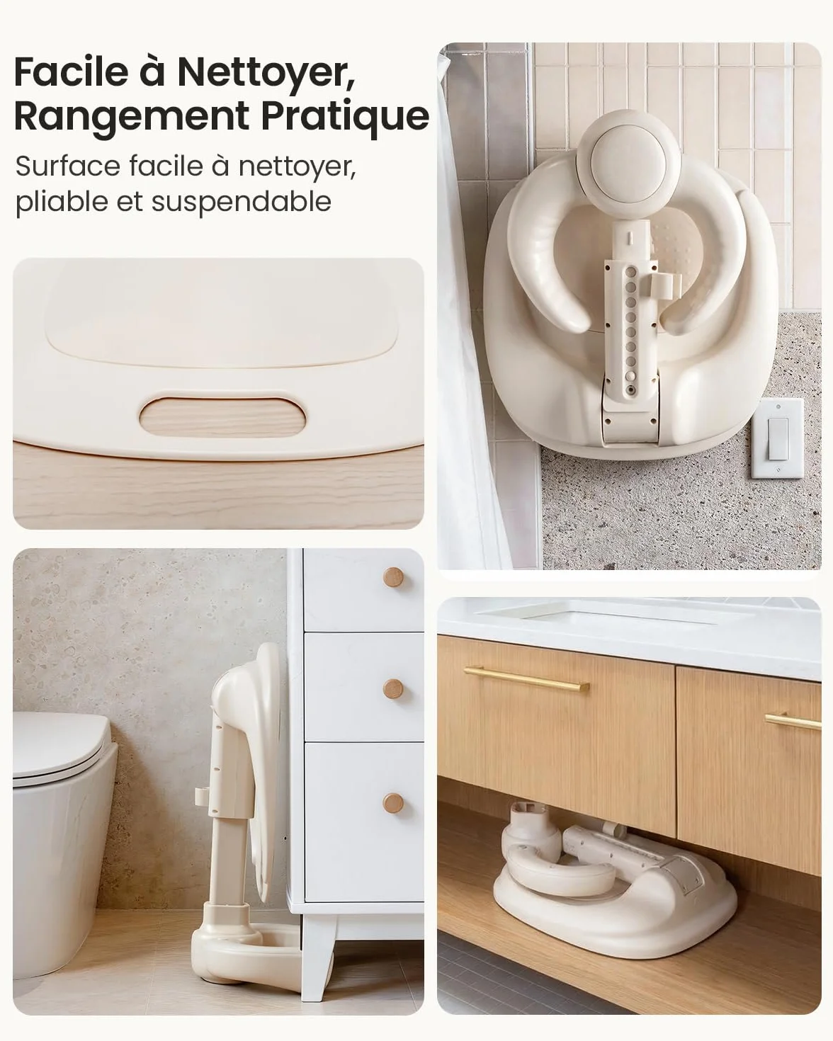 Support Baignoire Bébé Pliable Réglable 6 Mois Base Antidérapante