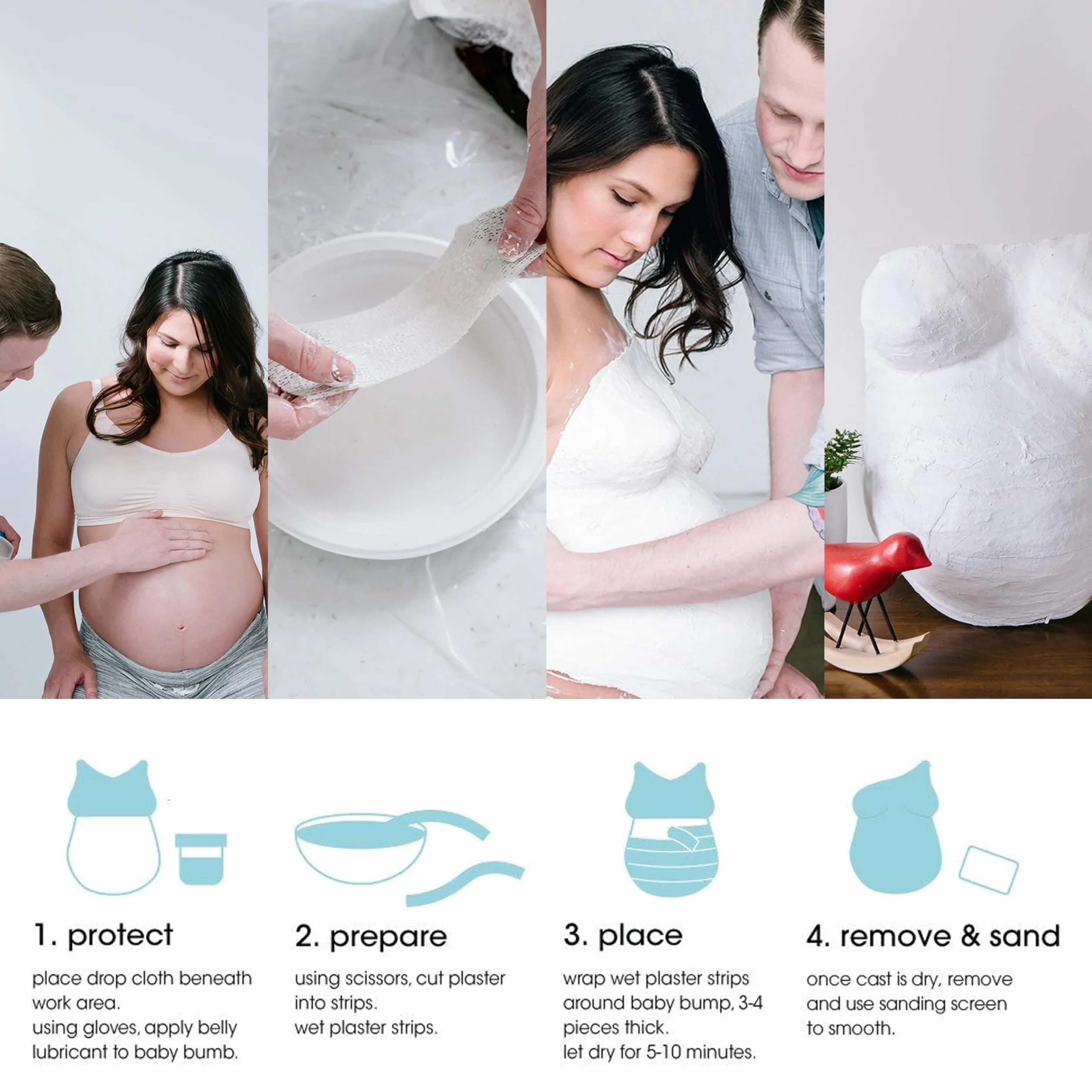 Pearhead Belly Casting Kit Gender-Neutral Pregnancy Keepsake White