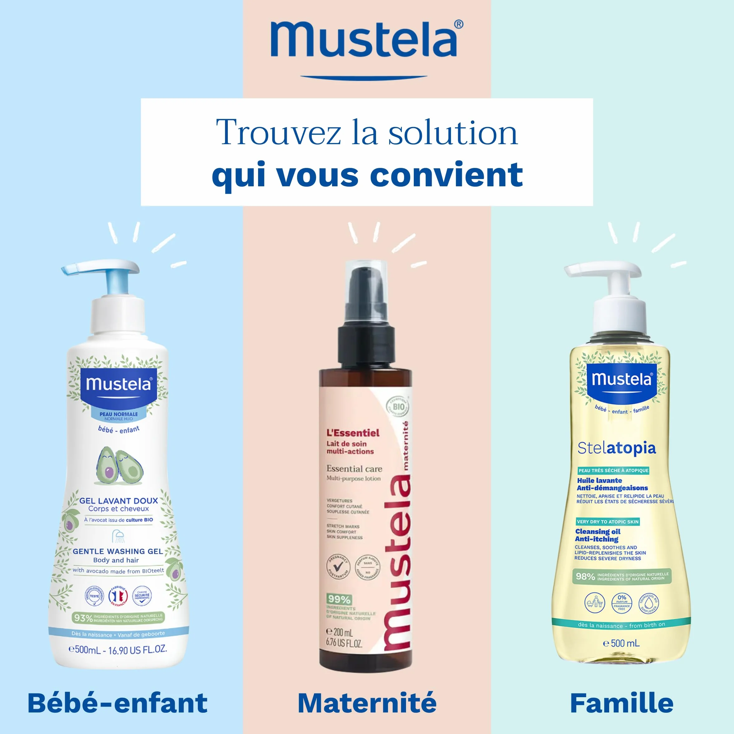 Mustela Gel Lavant Bébé Eco-Recharge Vegan Nettoyage Doux Huile d'Olive Bio 97% d'ingrédients d'origine naturelle