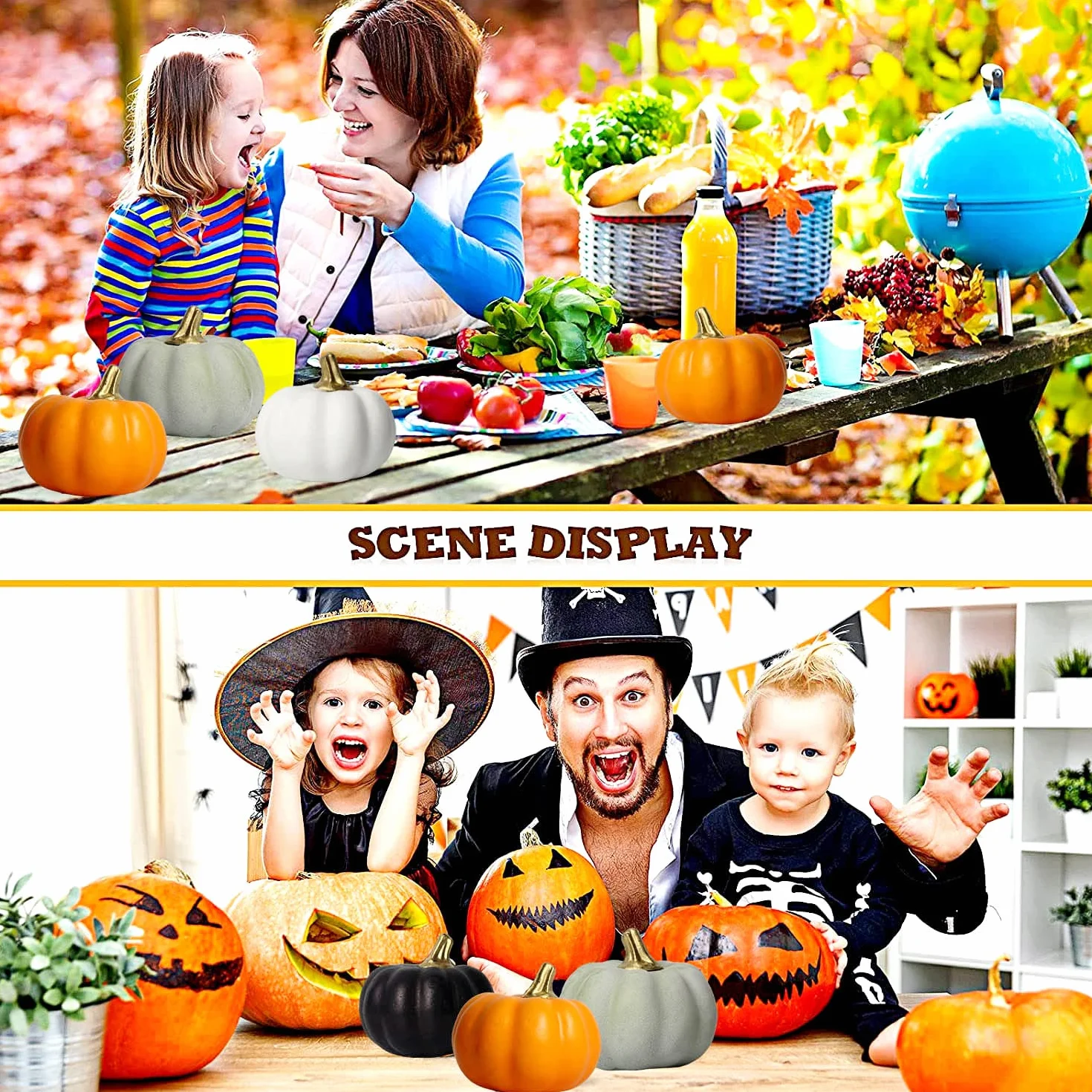 Halloween Automne Citrouille Artificielles Ensemble Decoration Intérieur Exterieur Mini Citrouilles Table Thanksgiving Noël