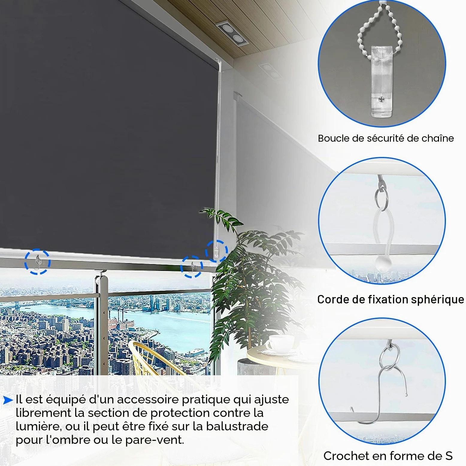 Froadp 180x240cm Stores Enrouleurs Extérieur à Opaque Enrouleur Fonction Thermique Réfléchissante Occultant dans différentes Tailles et Couleurs pour Fenêtres et Portes(Anthracite)