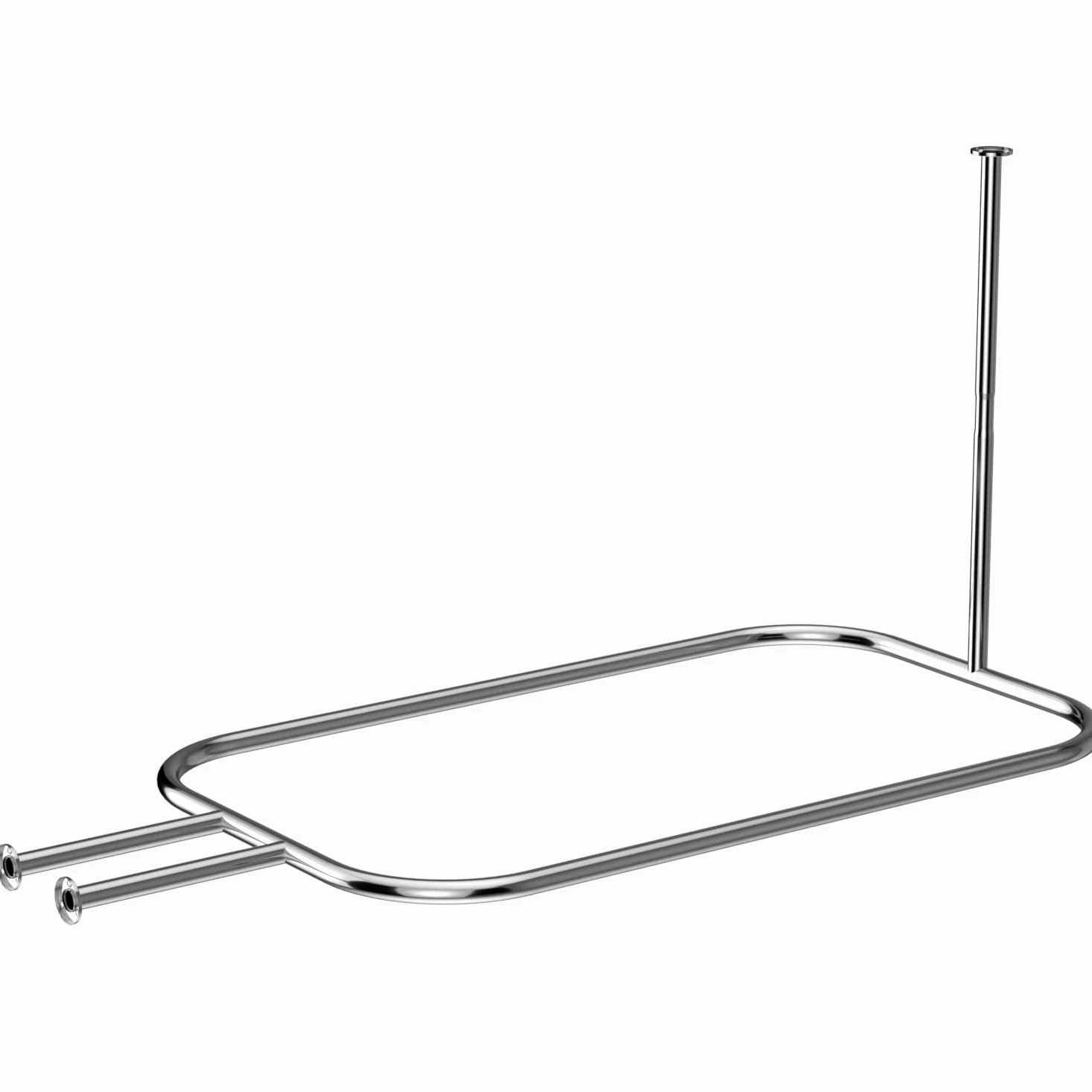 Anneau de rideau de douche en alliage d'aluminium ovale forme carrée pour salle de bain 148 cm x 61 cm pour baignoires à pieds libres (Argent)