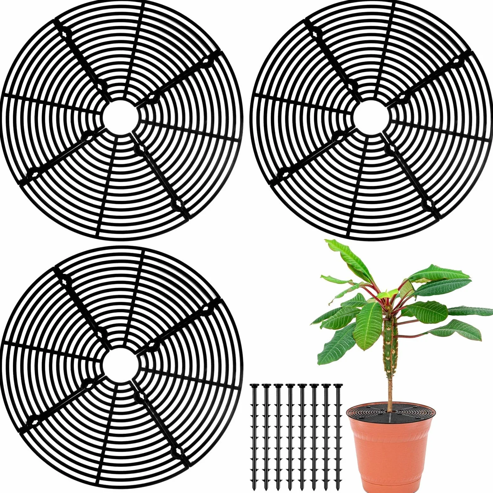 Grille Protection Plante 30 cm 3PCS Protection Pot de Fleur Ronde Découpable Animaux
