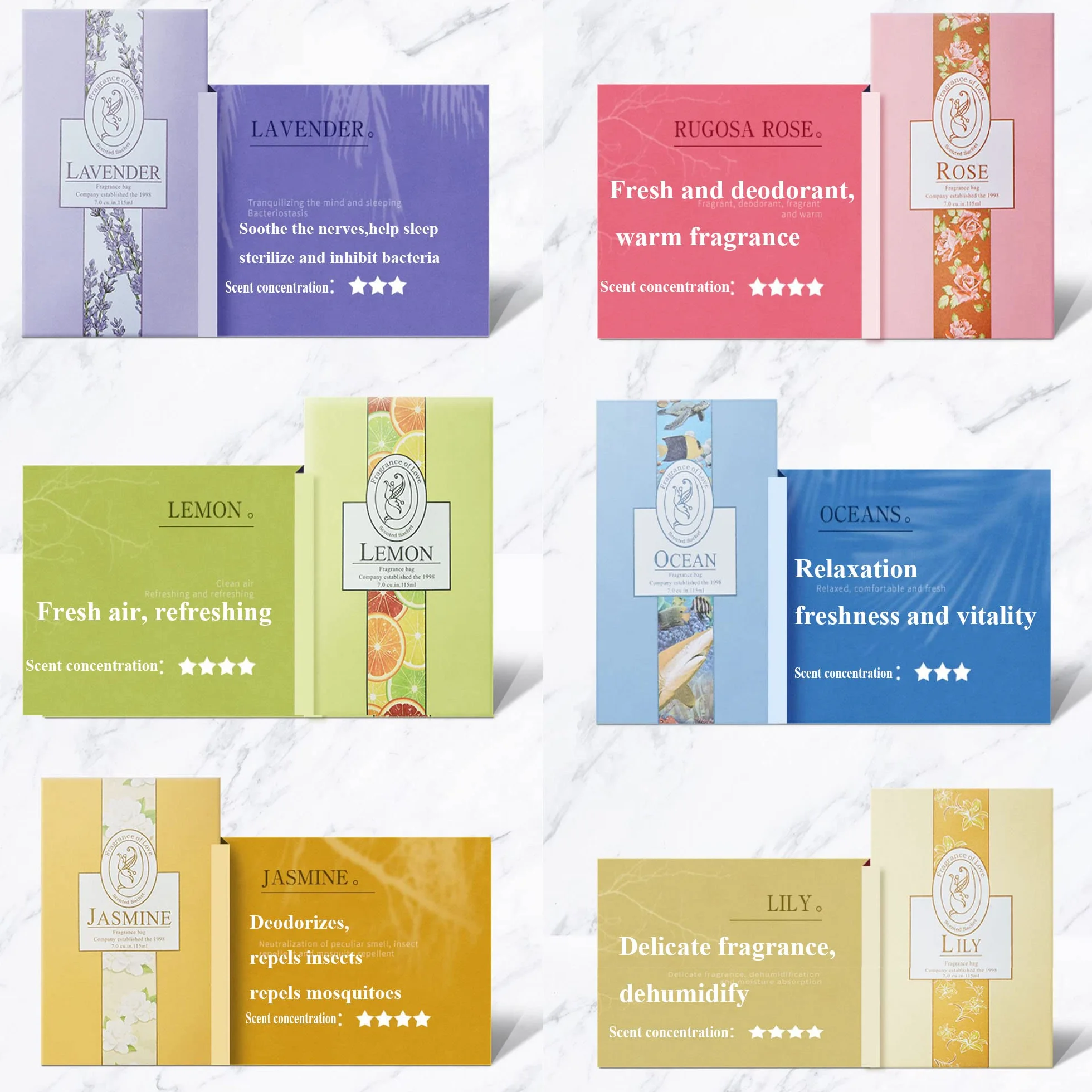Sachet Armoire Parfumé 6PCS, Parfum d'Ambiance Maison, Lavande Placards Parfum Voiture