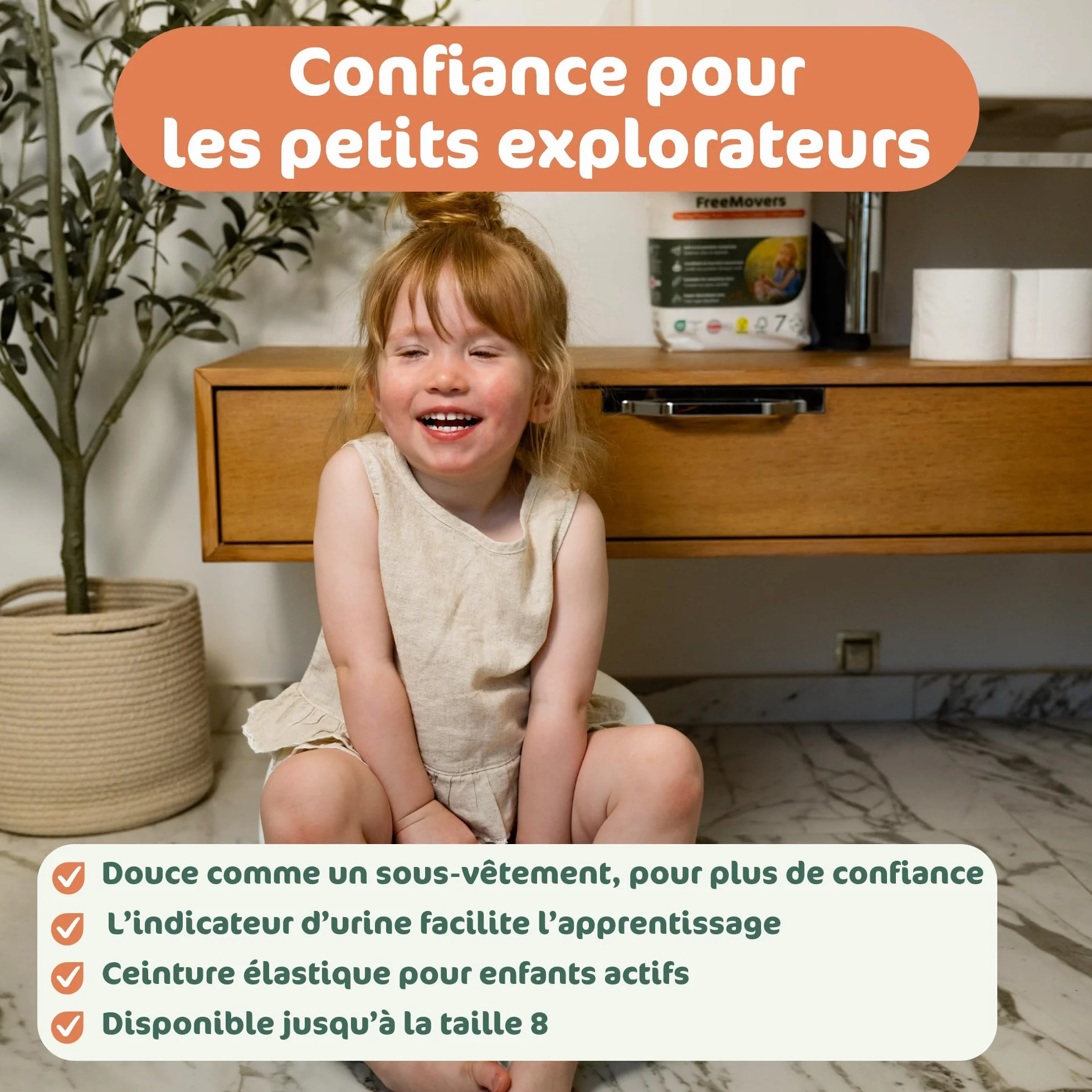 Naty FreeMovers Couches-Culottes Taille 8 (17+ kg) 60 Unités Anti-Fuites 12h Hypoallergéniques Peaux Sensibles